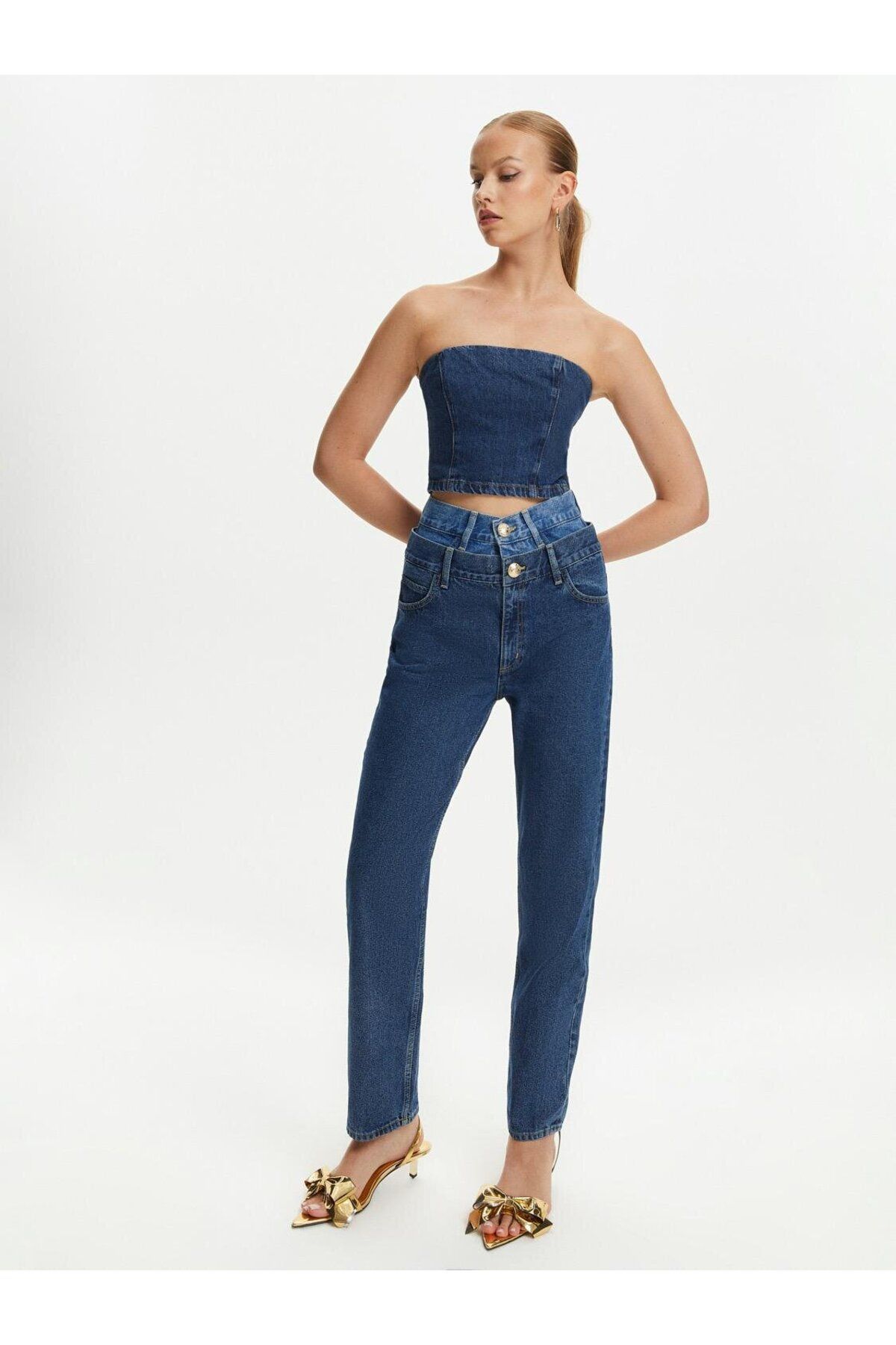 Nocturne Jeans Dark blue Normal Waist Trendyol