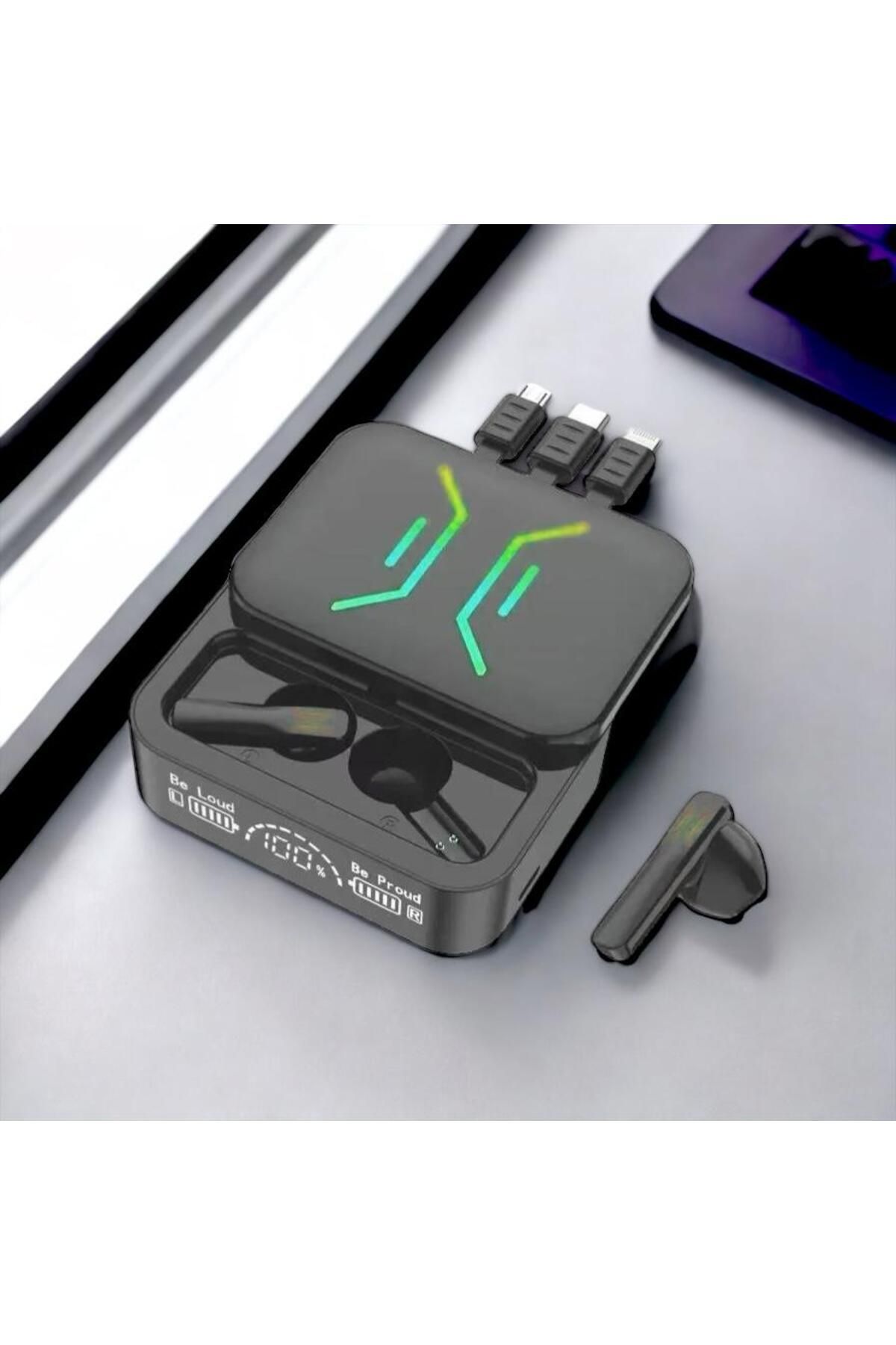 UCUZTEKNO Kendinden kablolu Powerbank özellikli yüksek basslı dijital Powerbank bluetooth kulaklık m80