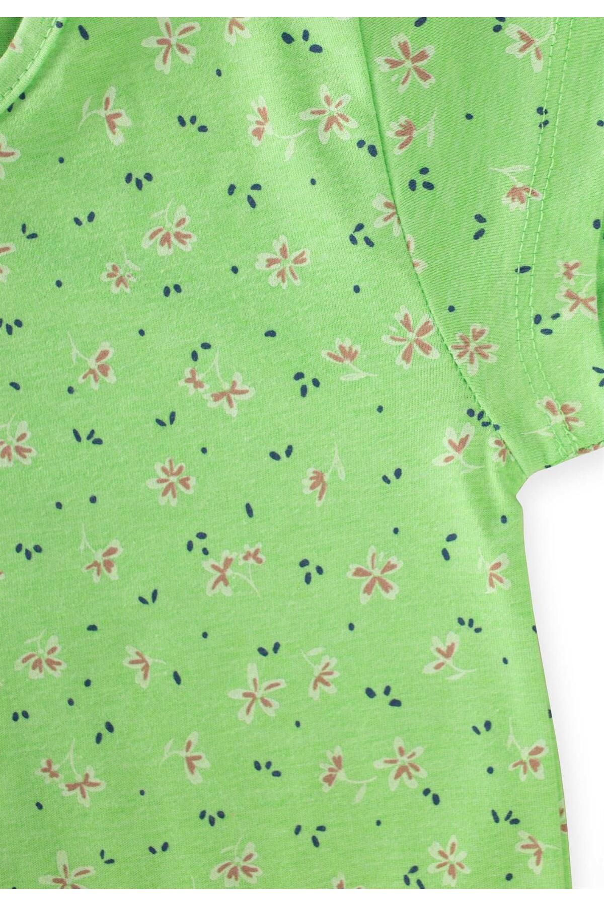 Cigit ست لباس خواب دخترانه آستین کوتاه طرح دار 2 تا 8 سال سبز