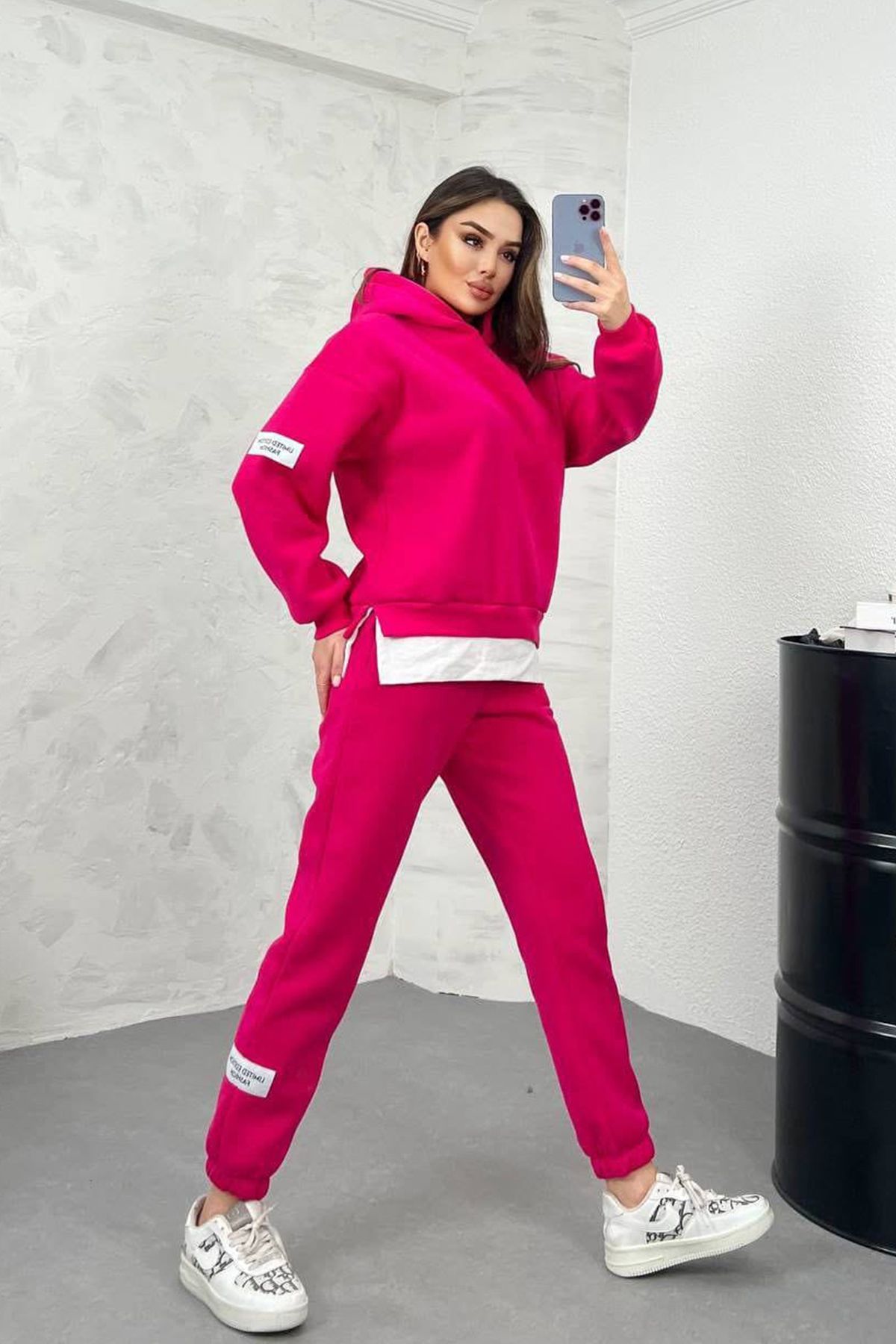 Hot pink sweat suit sale