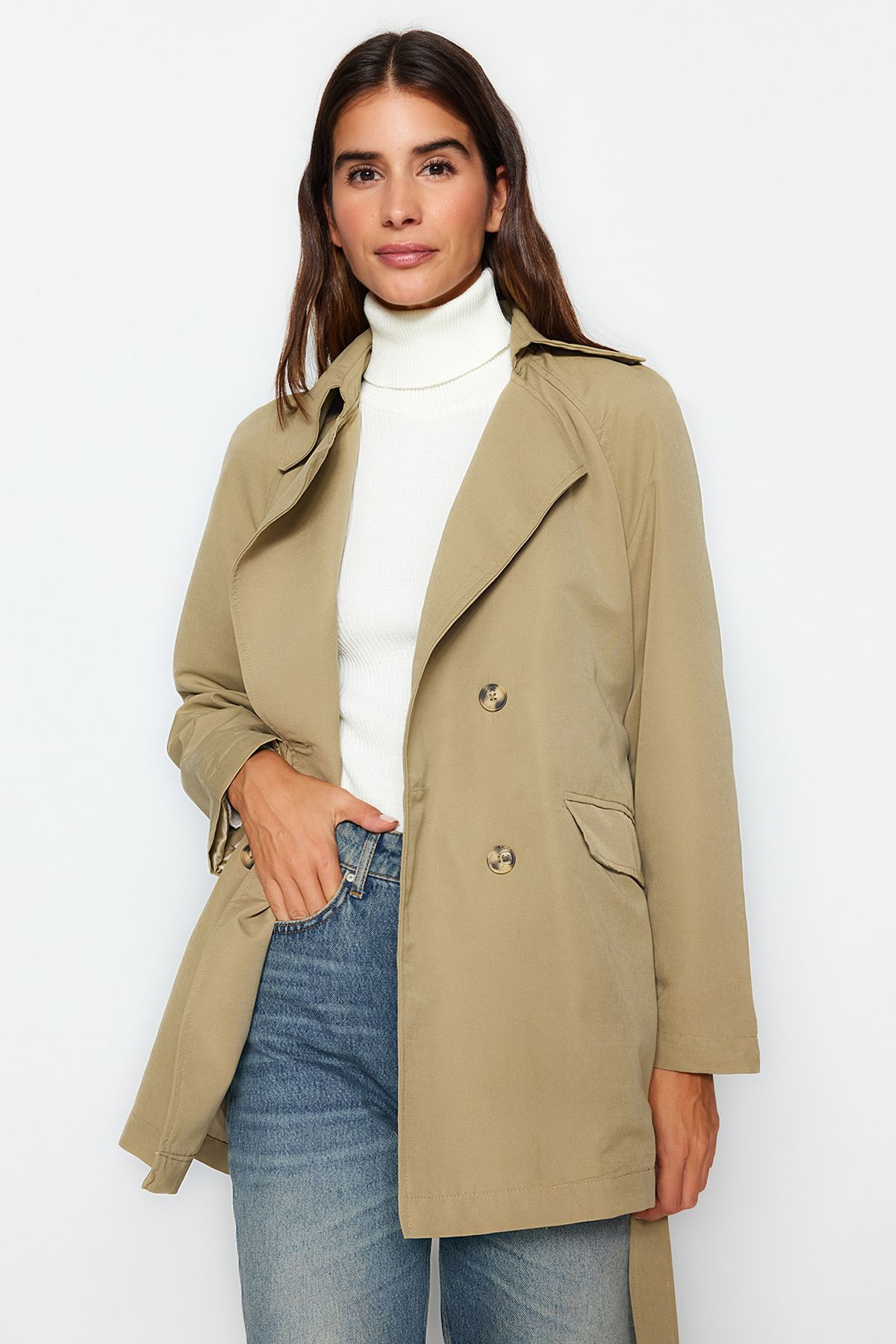 Khaki pea cheap coat womens