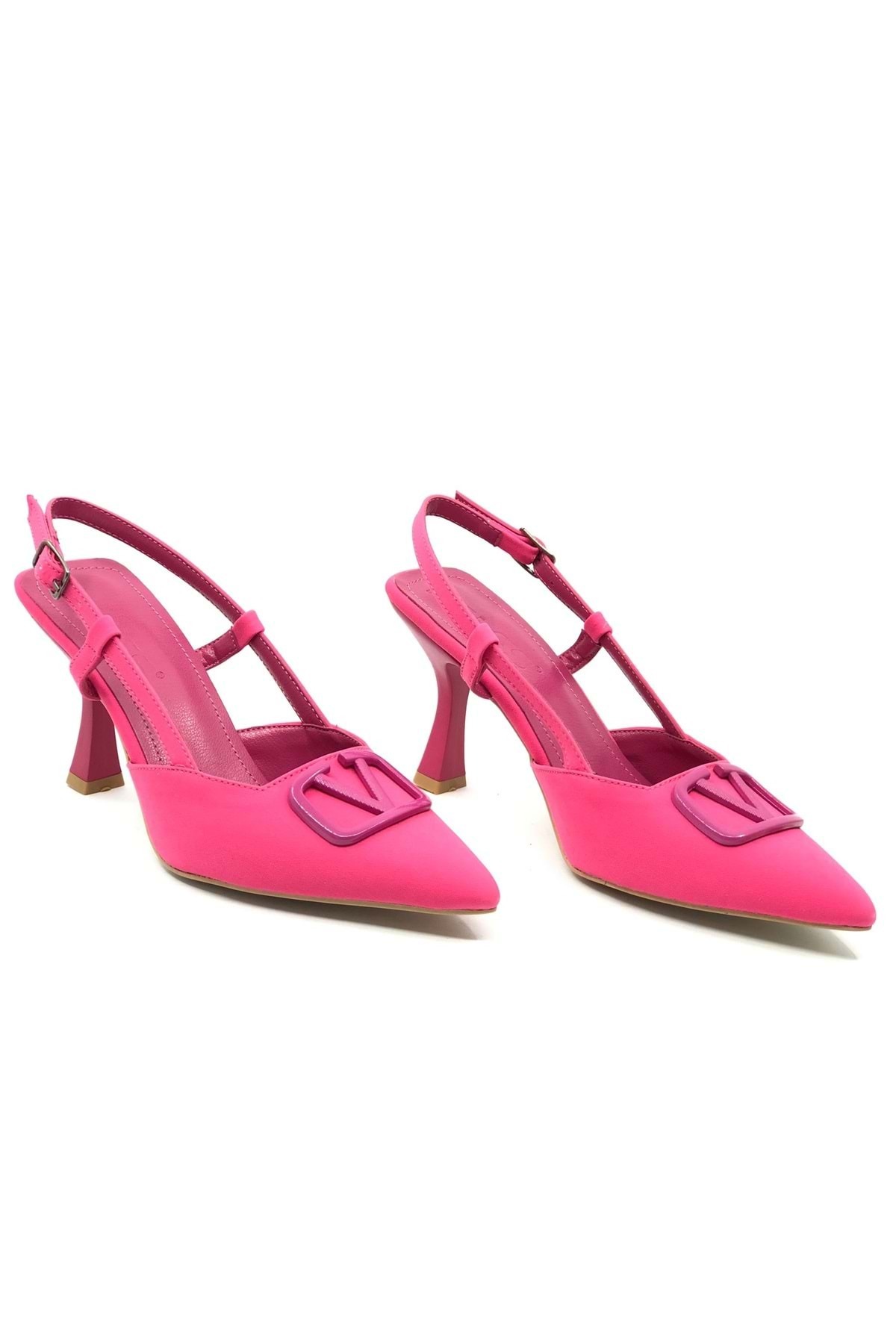 Feles Zara V Buckle Women's Heeled Shoes Black