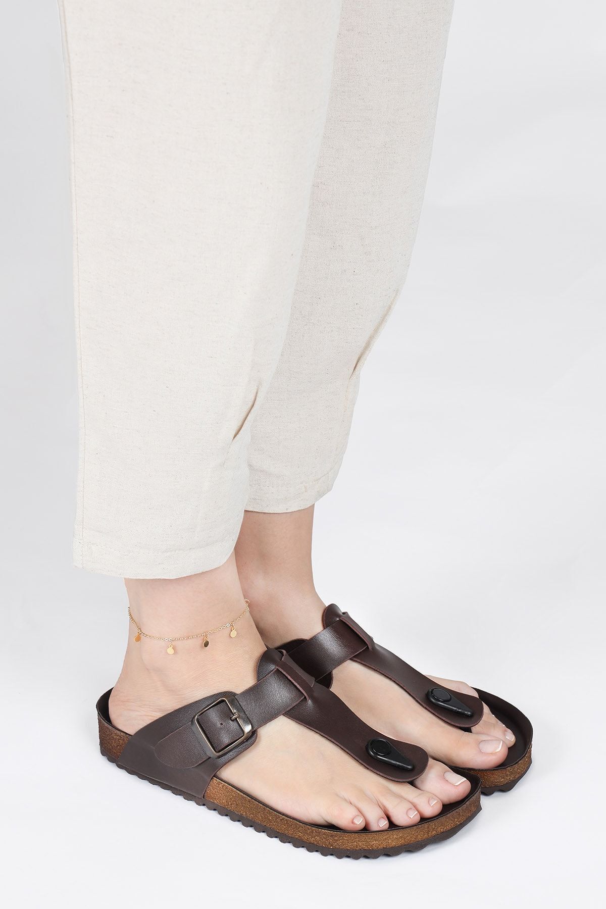 Jump 50007 Brown Women s Flip Flops Trendyol