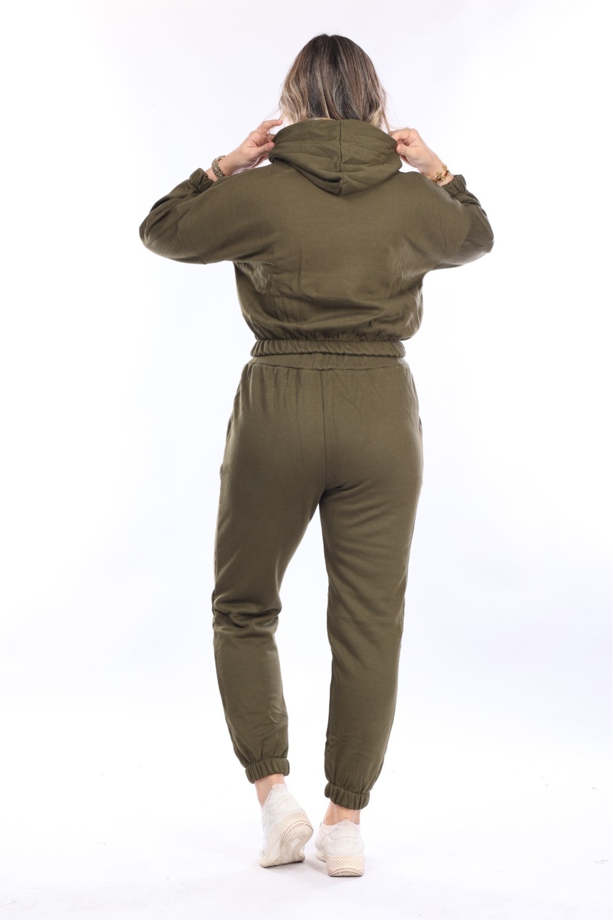 mervemoda Жіночий комплект з флісового одягу кольору хакі