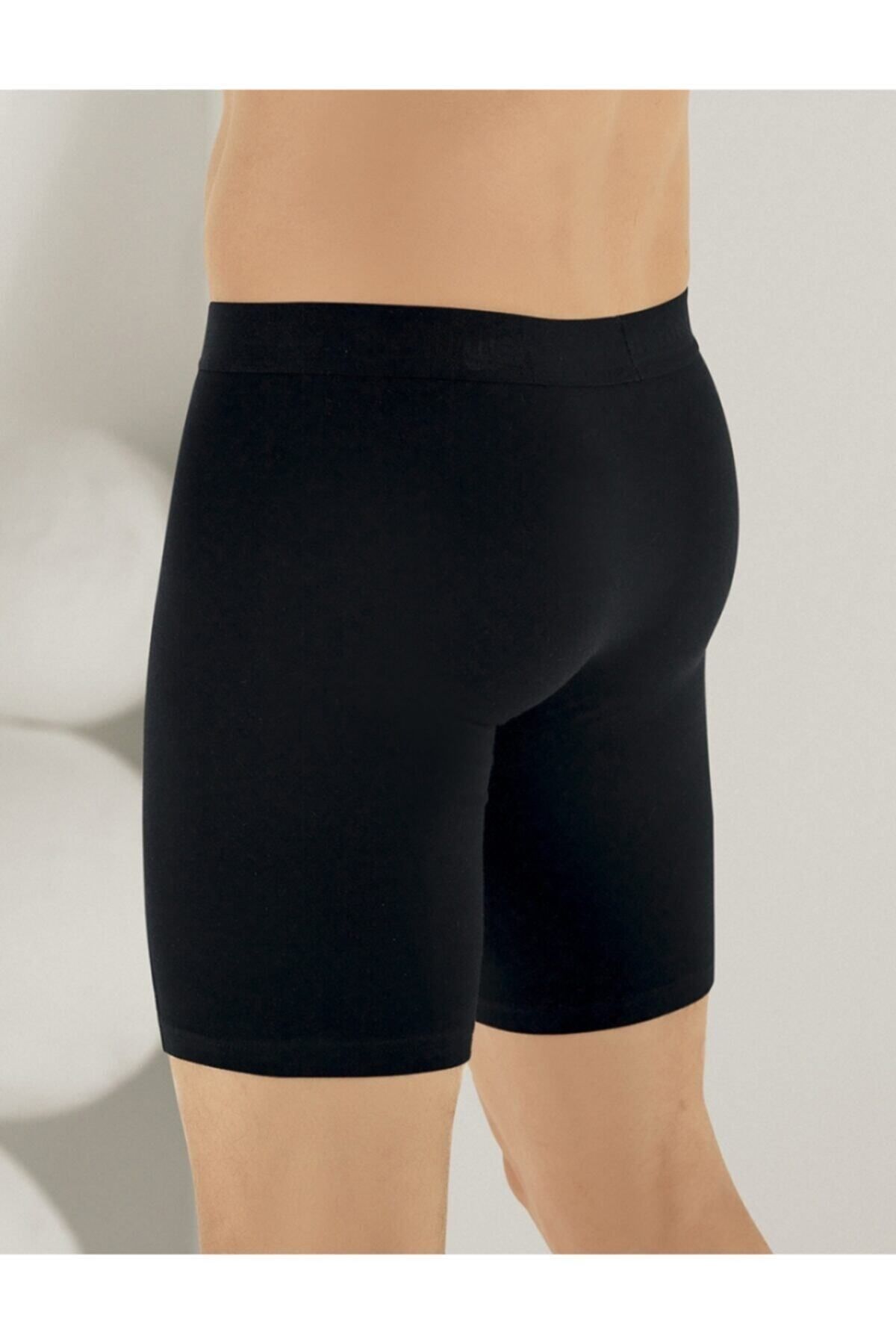 Şahinler-Ανδρικό μαύρο Lycra Long Boxer Me114 2