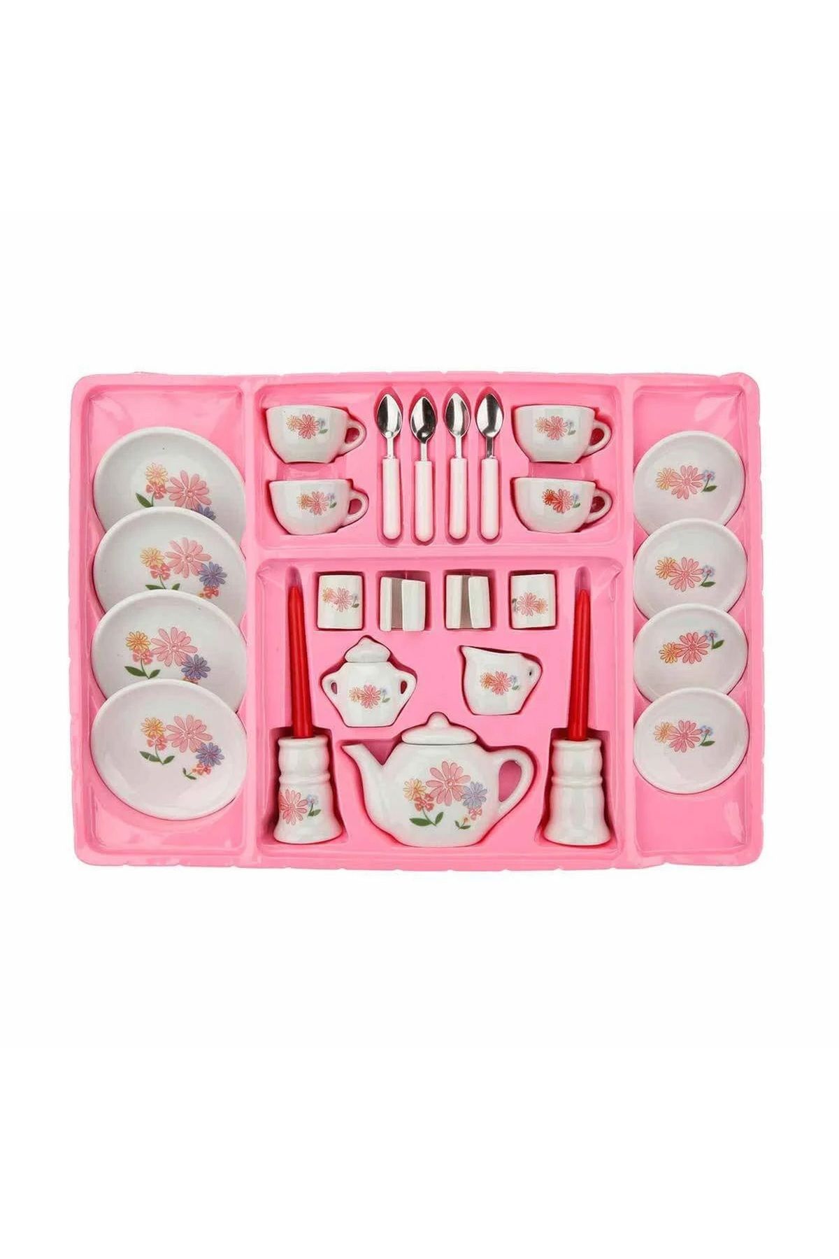 Tower Toys Tea Set 29 Pieces Floral Patterned Porcelain Set Girls
