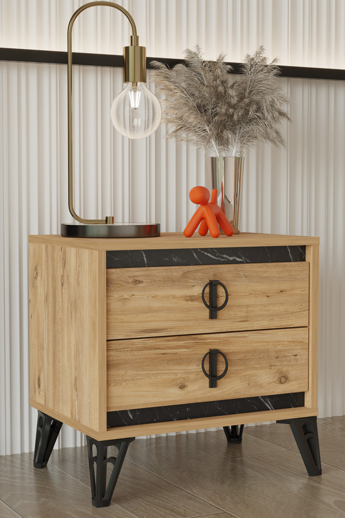 European Double Drawer Nightstand - Atlantic Pine