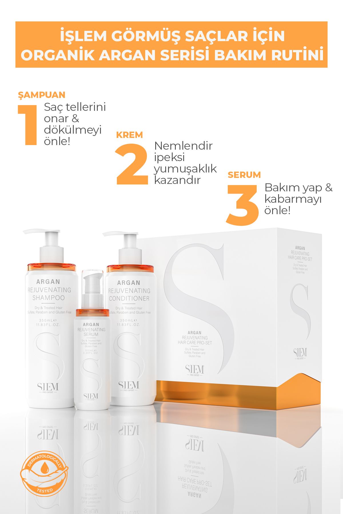 Argan Rejuvenating Shampoo Sülfatsız Onarıcı Şampuan Kuru ve İşlem Görmüş Saç Bakımı 350ml - 7