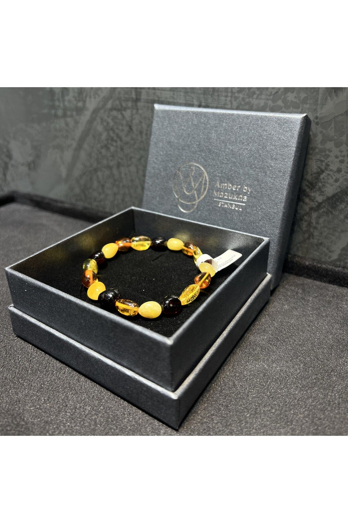 Amber by Mazukna-Flexible and Free Cut Colorful Drop Amber Bracelet - Youth and Adult Certified 2