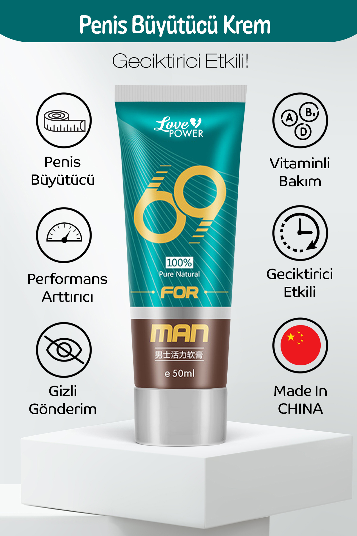 Love Power Penis Bitkisel Krem Avrupa'nın 1 Numarası Büyütcü ve Geciktiricili Krem