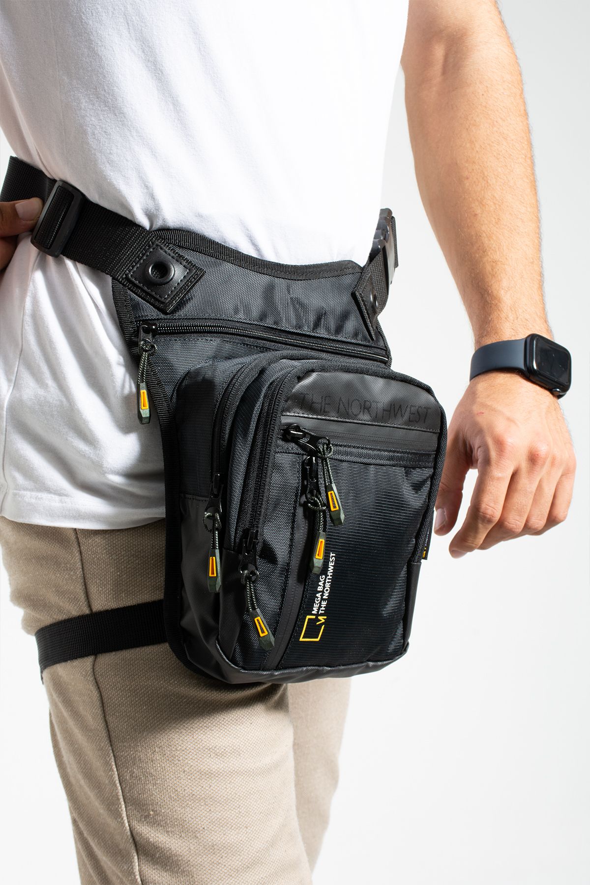 MEGA Bag Motorsiklet, Bisiklet, Kurye Su Geçirmez Bel ve Bacak Çantası - Siyah