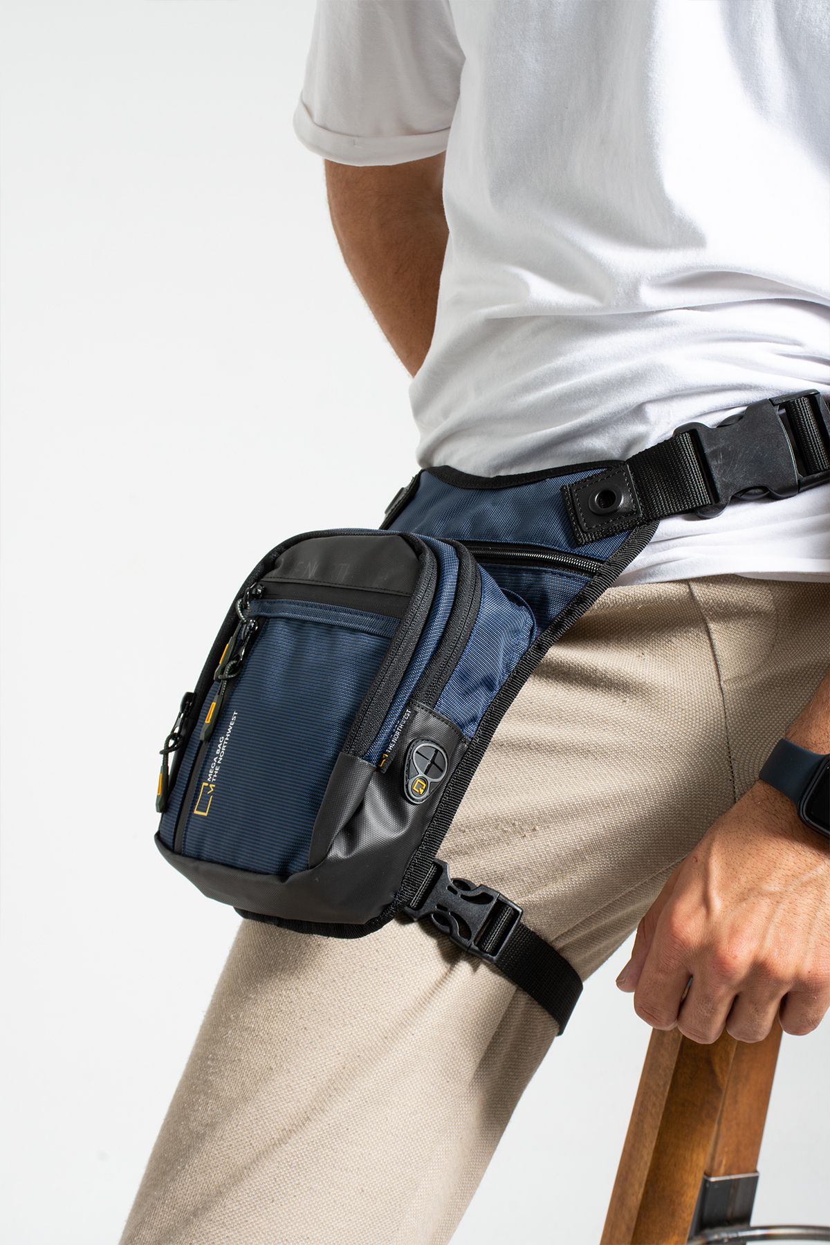 MEGA Bag Motorsiklet, Bisiklet, Kurye Su Geçirmez Bel ve Bacak Çantası - Lacivert