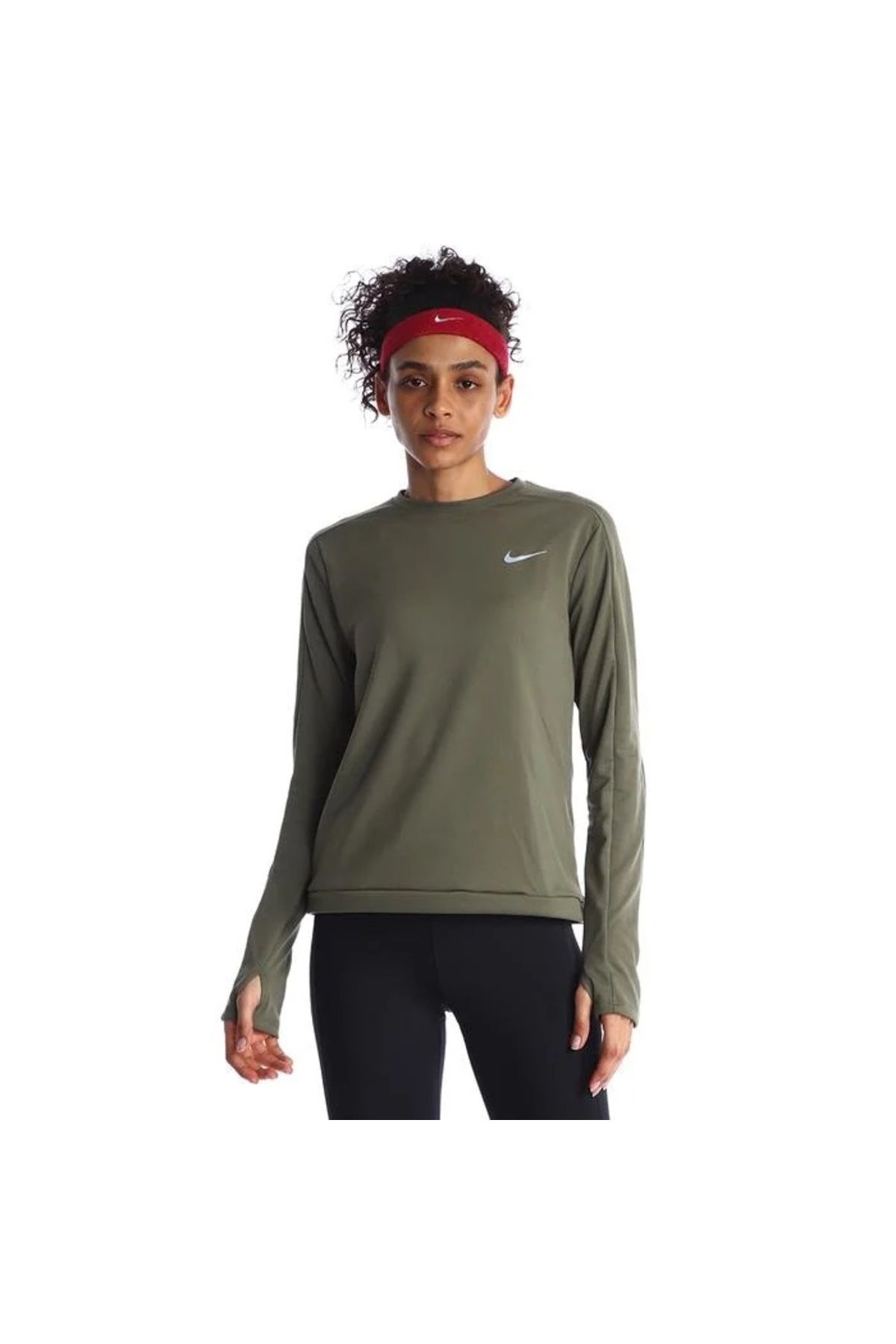 Nike Dri Fit Pacer Crew Women s Brown Running Long Sleeve T Shirt