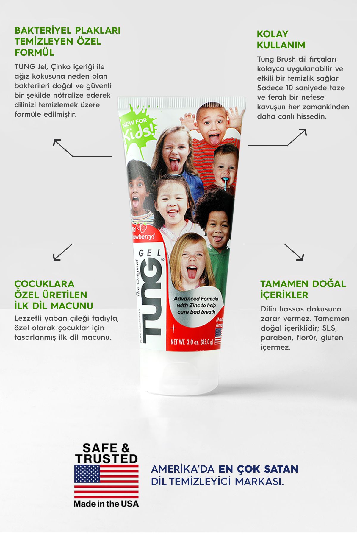 Tung-Kids Tongue Cleaner Children's Tongue Paste| Sls, Paraben, Fluoride, Gluten-Free Tongue Cleansing Gel 3