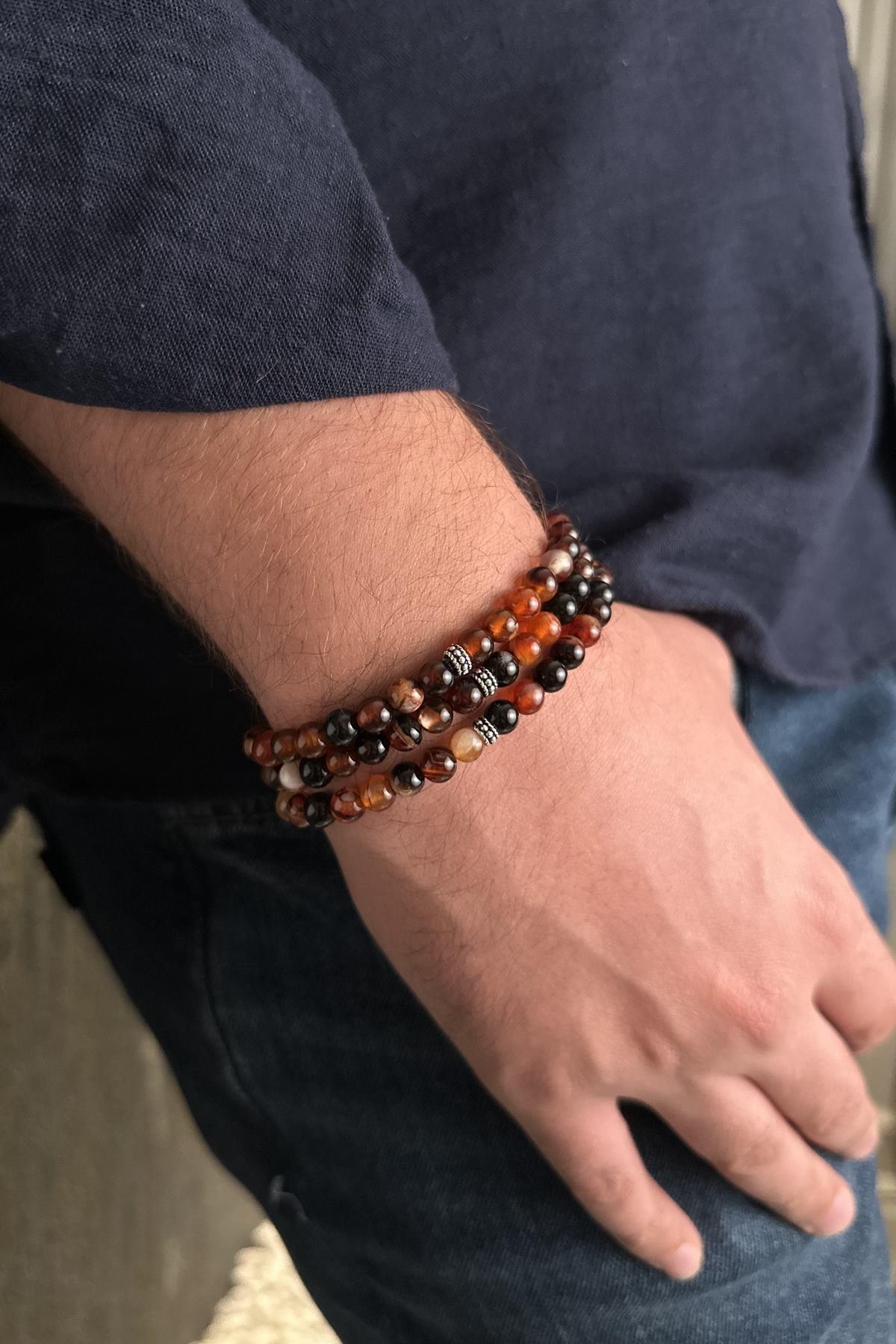 dergah tesbih-99 Pieces Bracelet Prayer Rosary - Agate Stone Detailed Necklace 1