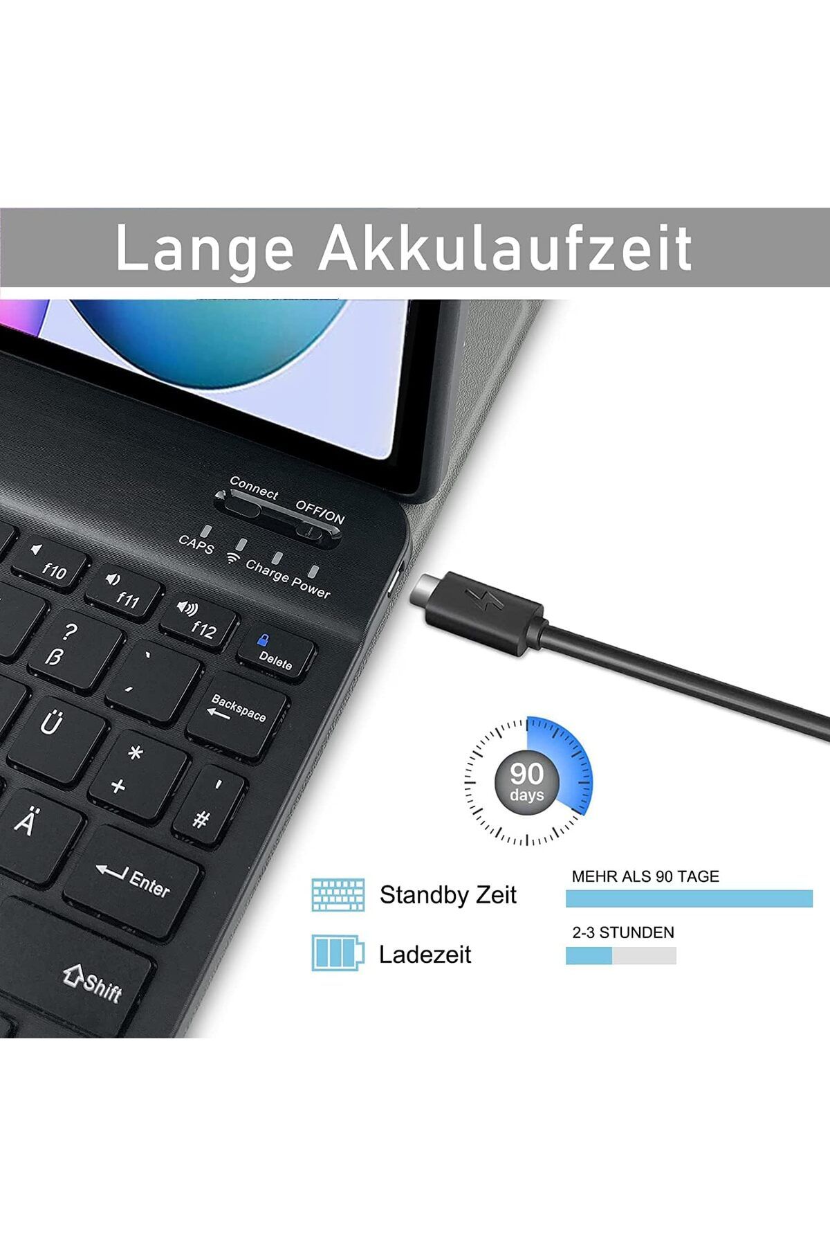 m.tk moveteck-Galaxy Tab S6 Lite Sm-p610 Compatible Tablet Bluetooth Colorful Keyboard Pen Compartment Case 3