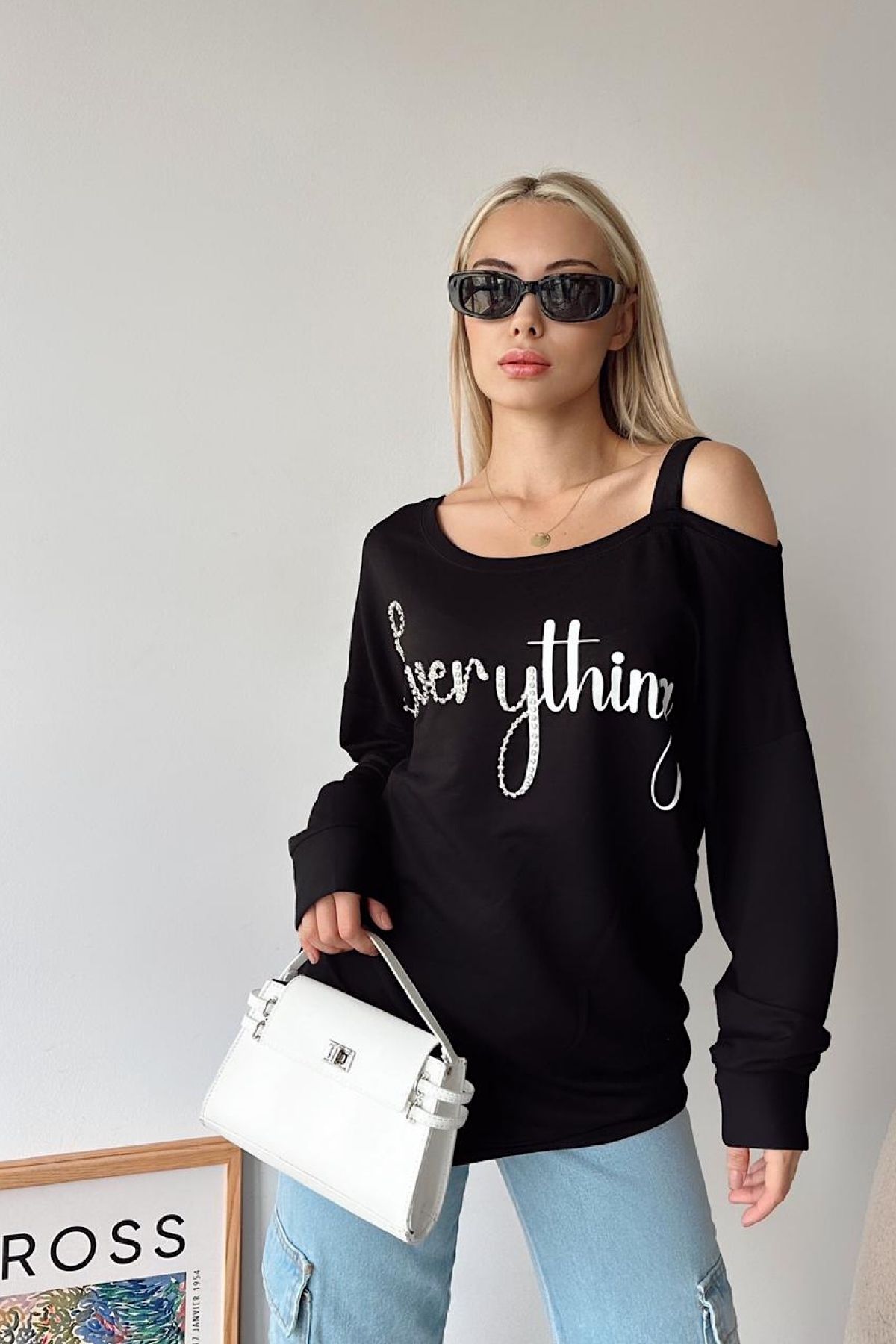 FEMELLE Women s Black One Shoulder Strap Everything Stone