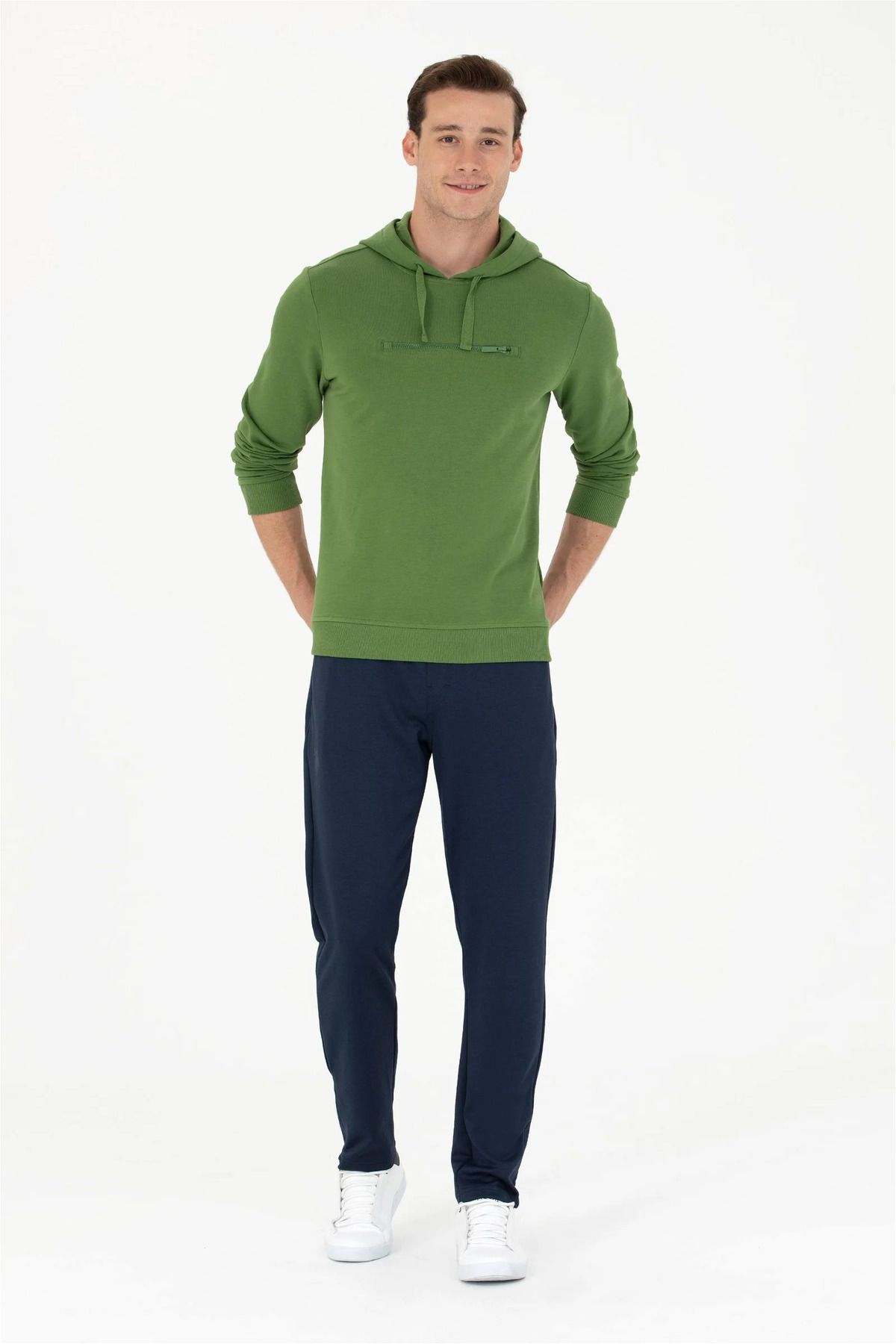 U.S. Polo Assn. USPA Printed Slim Fit Knitted Sweatpants with Zippered Legs and Pockets