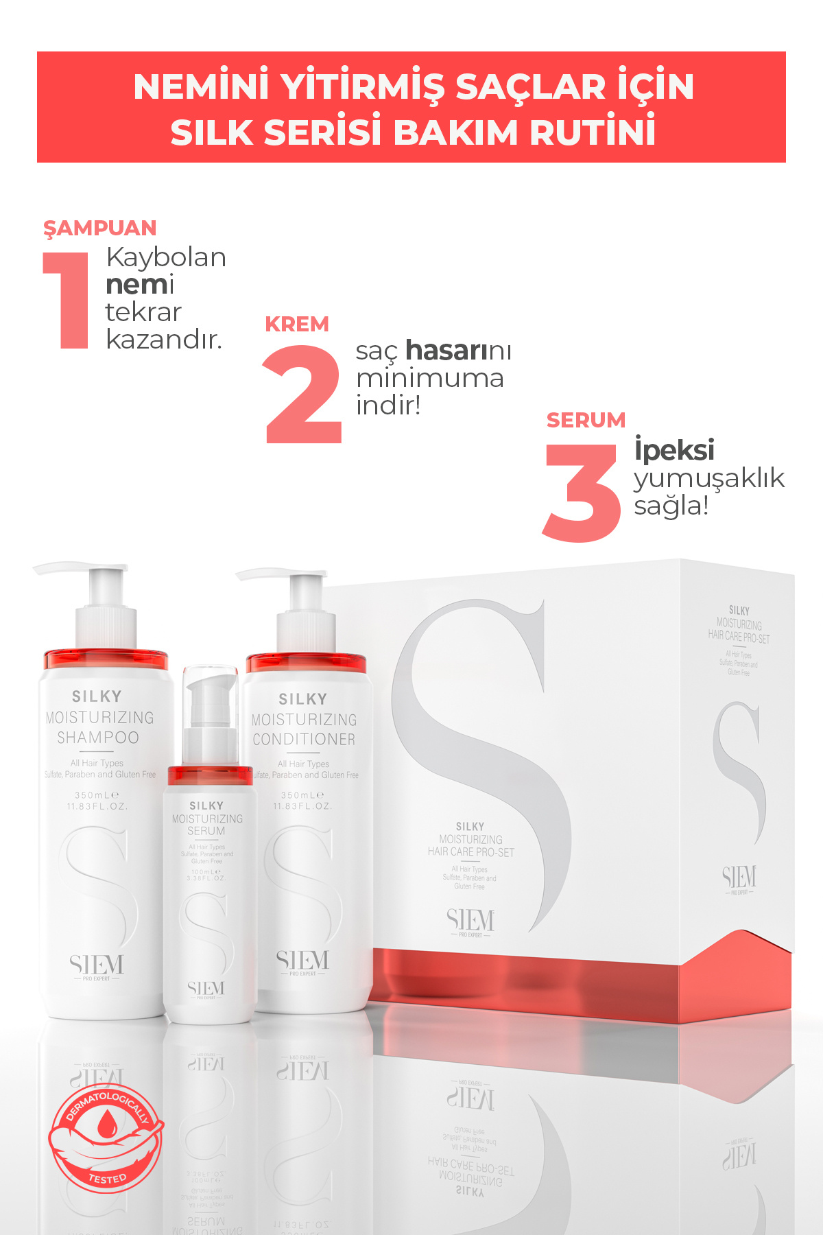 Silky Moisturizing Conditioner Sülfatsız Nemlendirici Saç Kremi Tüm Saç Tipleri Saç Nem Bakımı 350ml — SILKYCONDITIONER — تصویر 7 از 8