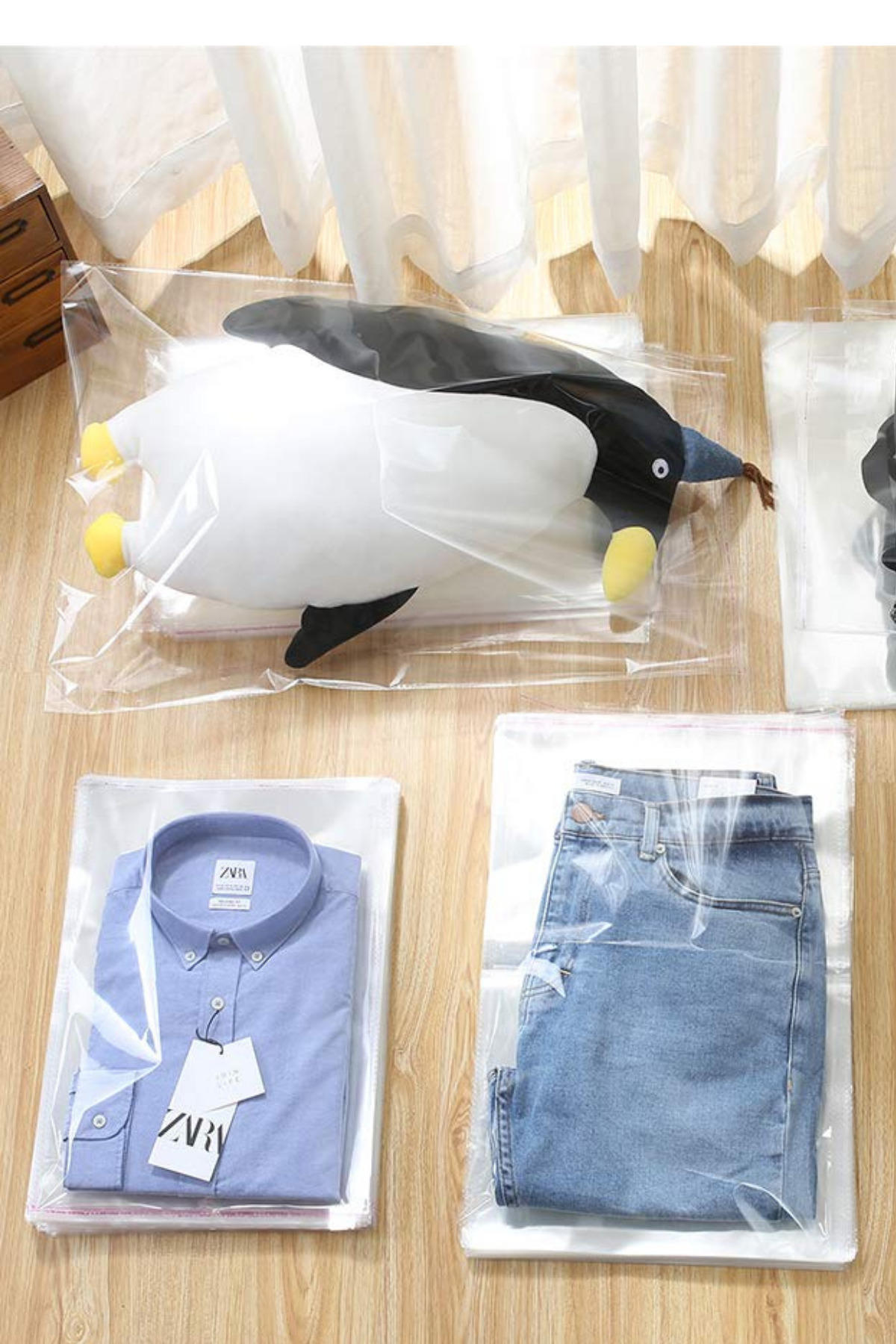 Dekals 1 Kg 40x60(55 5) Bantlı Şeffaf Jelatin Poşet Parlak Çeyiz Poşeti Ambalaj Paketi (60-70 ADET)