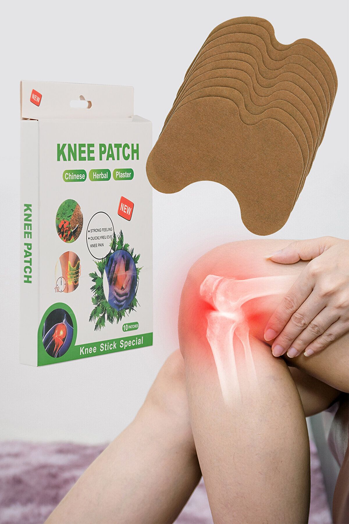 Uniquem-20 Pieces Knee Heat Band - Knee Patch XLM15528 3