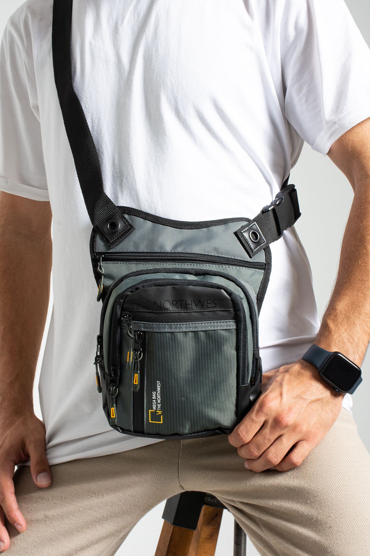 MEGA Bag Motorsiklet, Bisiklet, Kurye Su Geçirmez Bel ve Bacak Çantası - Gri