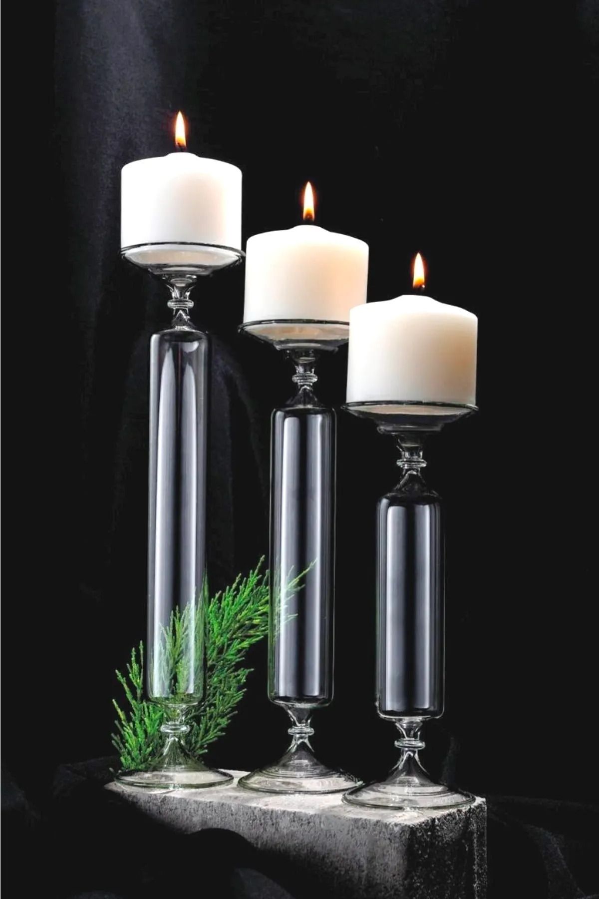 Glass candle holder set best sale