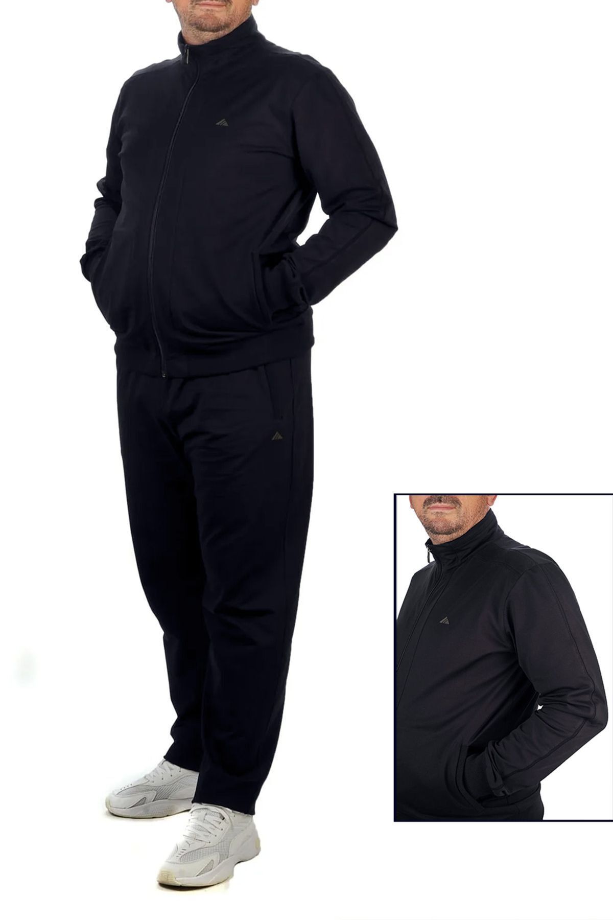Remsa Spor Set De Trening Pentru Bărbați Din Bumbac Pieptănat Lycra De Mărime Mare 1714 Bleumarin Masculin - 4XL