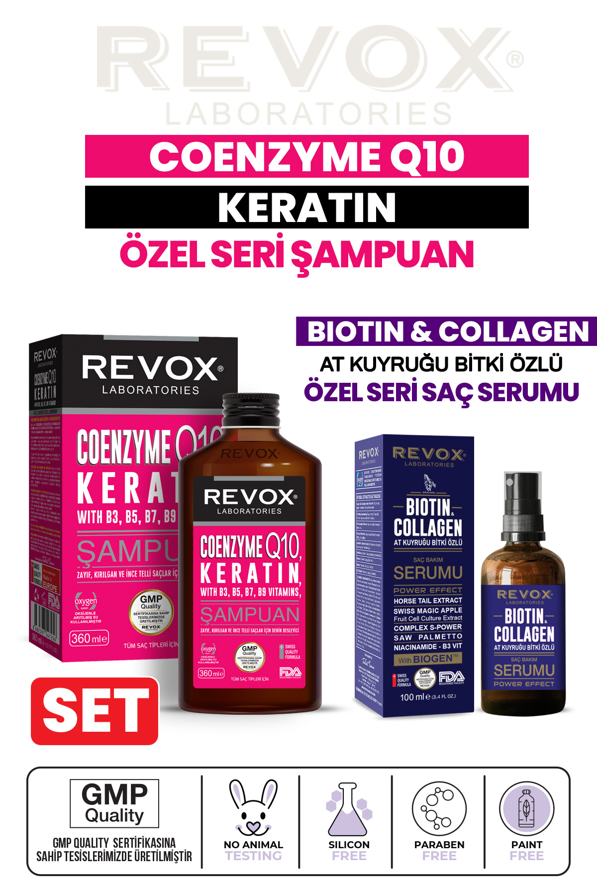 Revox Saç Bakım Seti Keratin&koenzim Q10 Şampuan + Biotin&collagen Saç