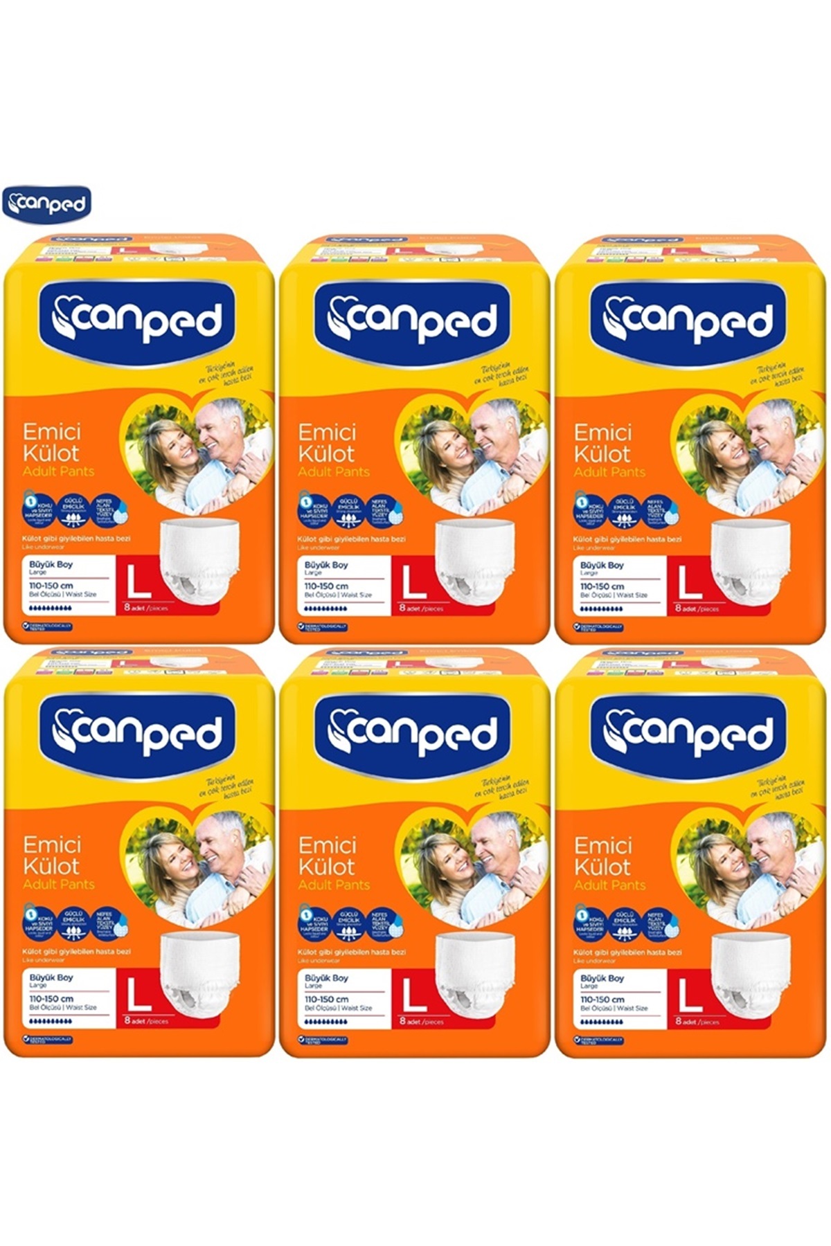 Canped Emici Külot Hasta Bezi Büyük-Large 48 Adet (6Pk*8)