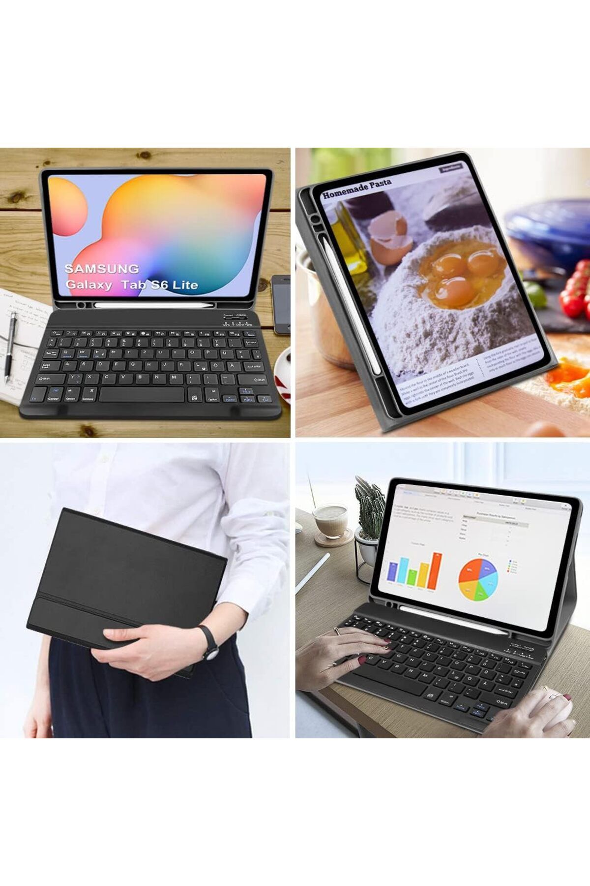 m.tk moveteck-Galaxy Tab S6 Lite Sm-p610 Compatible Tablet Bluetooth Colorful Keyboard Pen Compartment Case 5