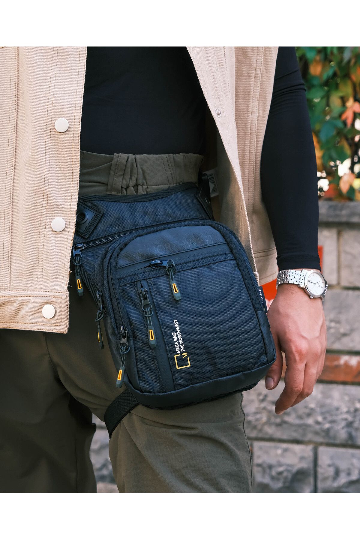 MEGA Bag Motorsiklet, Bisiklet, Kurye Su Geçirmez Bel ve Bacak Çantası - Siyah
