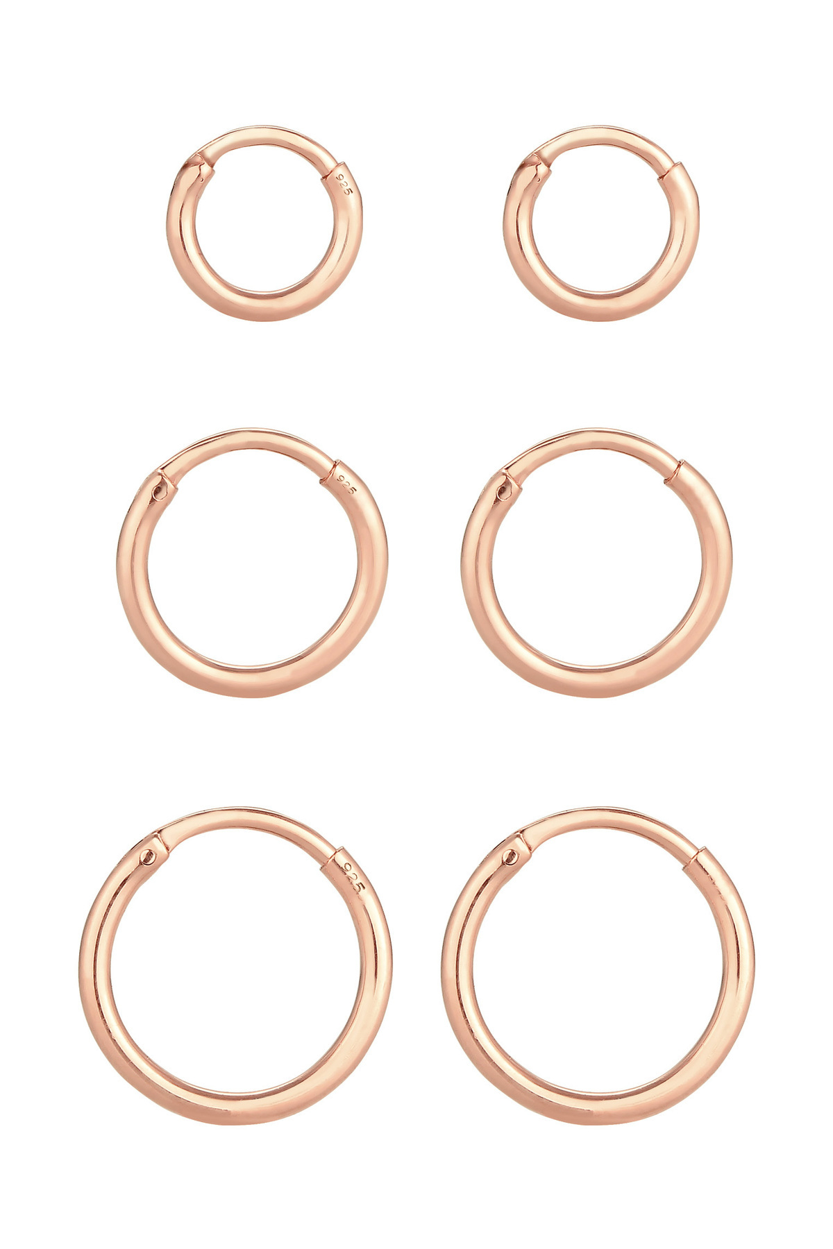 ELLI-Ohrringe Creolen Set Trio Basic Must-Have Trend 925 Silber 3