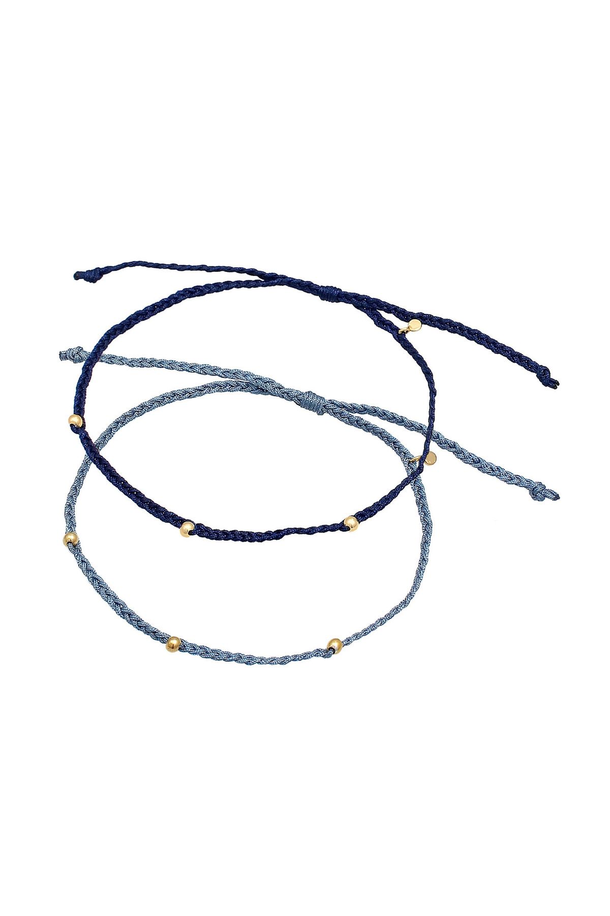 ELLI-Fußschmuck Nylon Bändchen Zopfdesign Perlen 2er Set 925 Silber 2