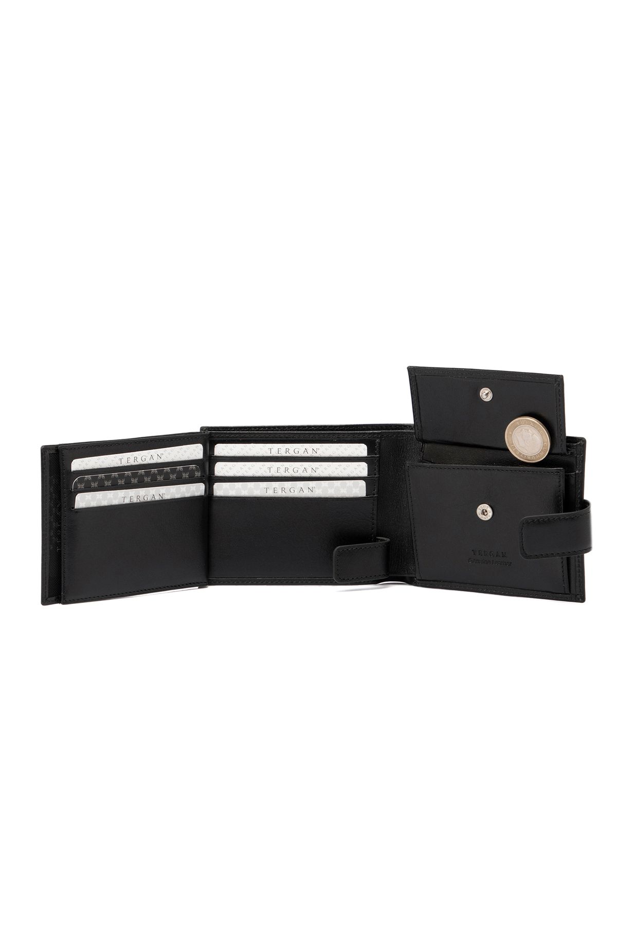 Tergan-Black Leather Unisex Wallet 01638A97 4