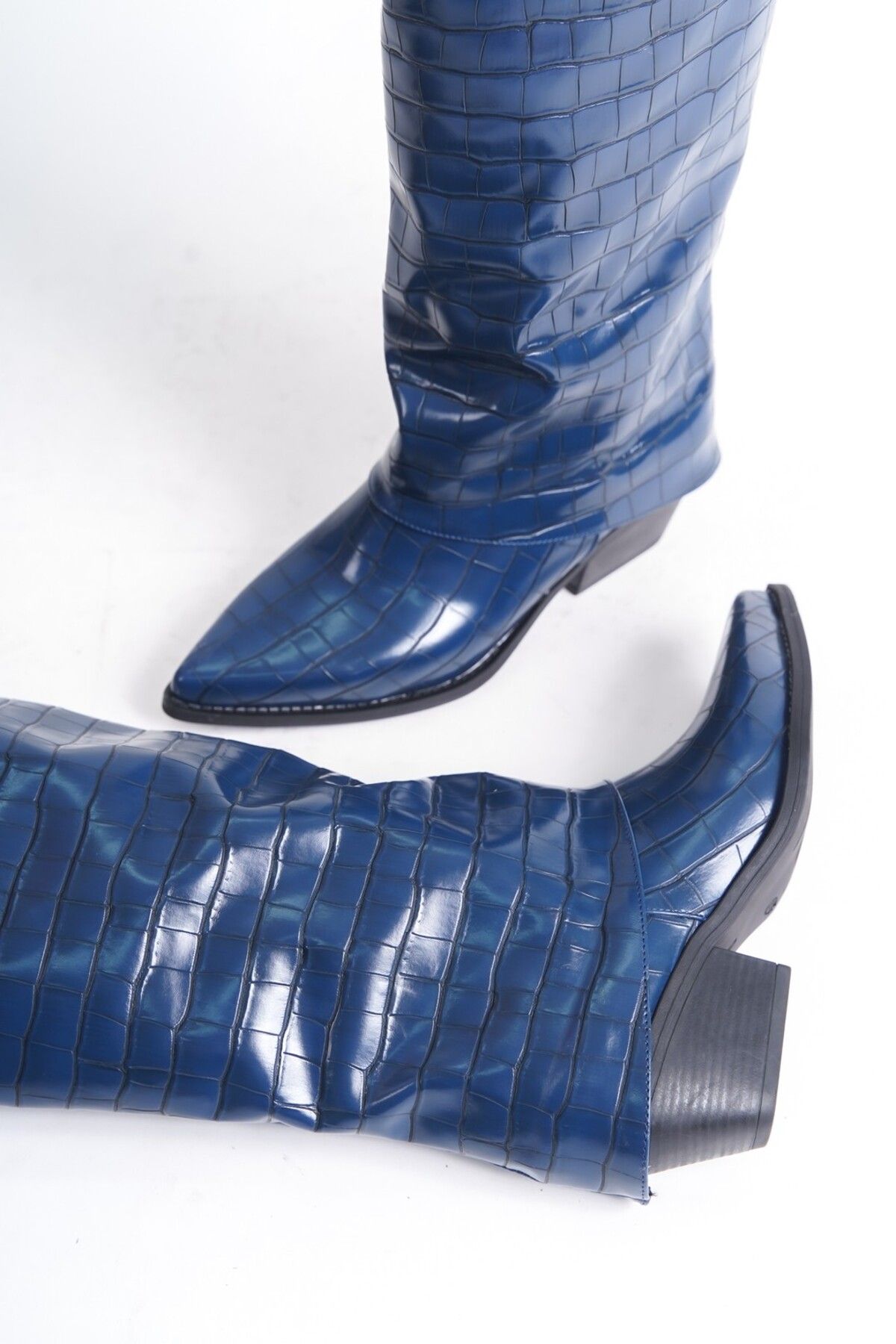 Dark blue online knee high boots