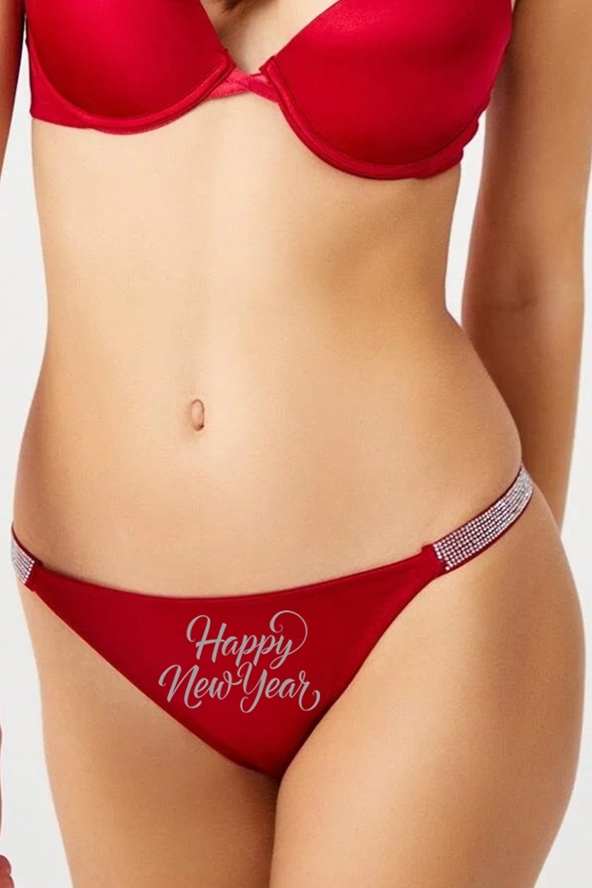bayansepeti-New Year's Printed Black Stone Shiny Panties and Padded Bra - Cherry Lingerie Set 663 3