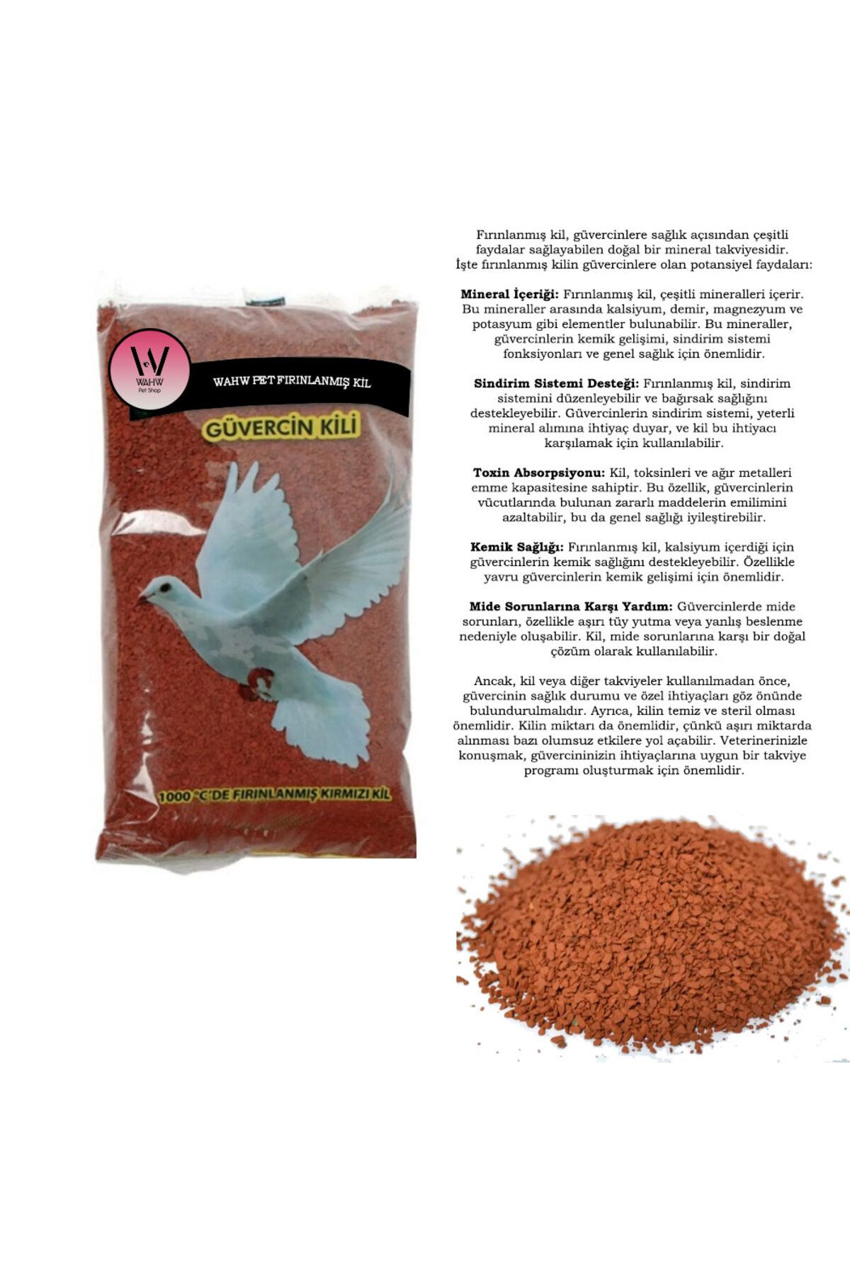 Wahw Pet Fırınlanmış Güvercin Kili - 1KG