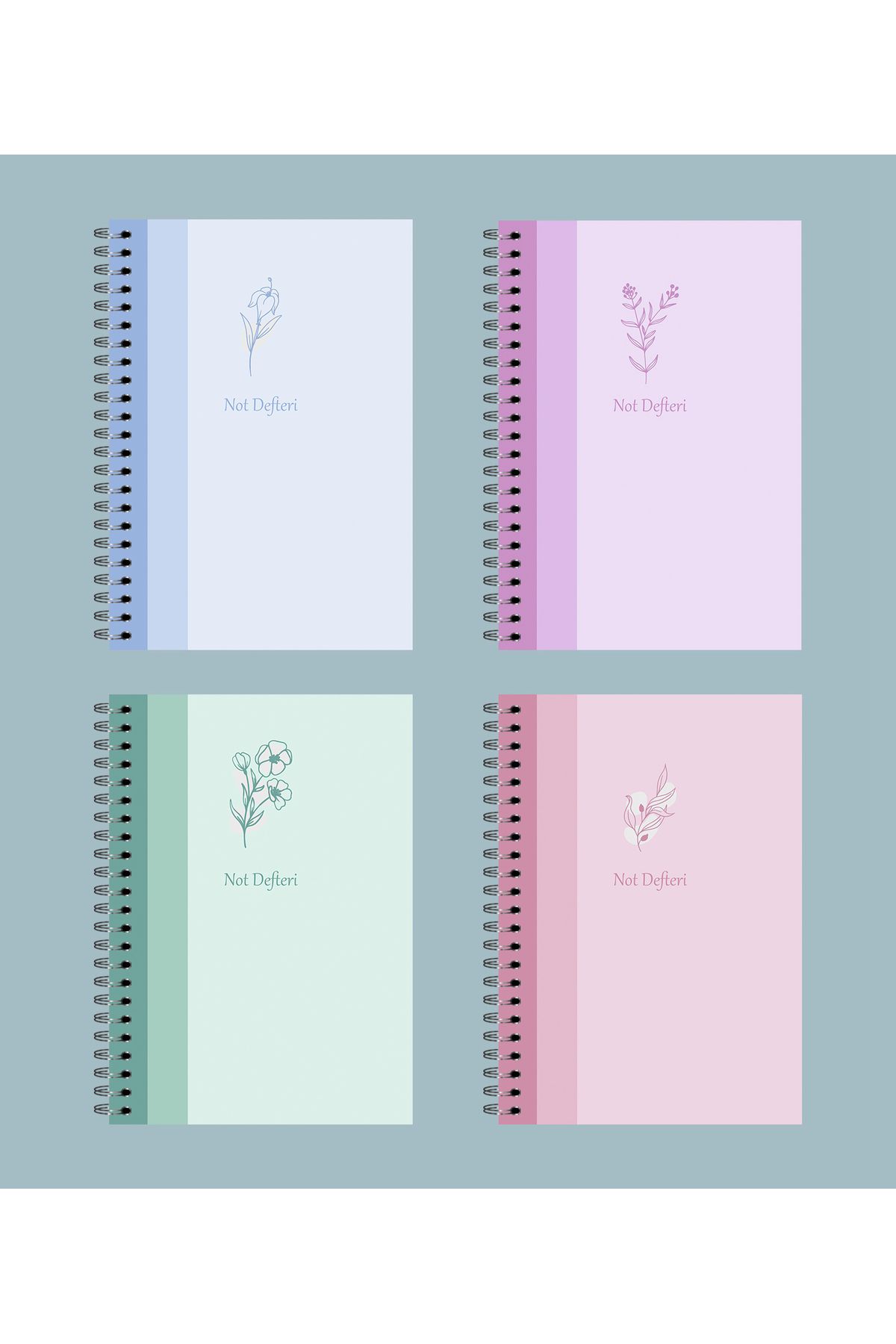 pixelpare-A5 (15x21) Spiral School Notebook 80 sheets Set of 4 - Unlined with white pages 1