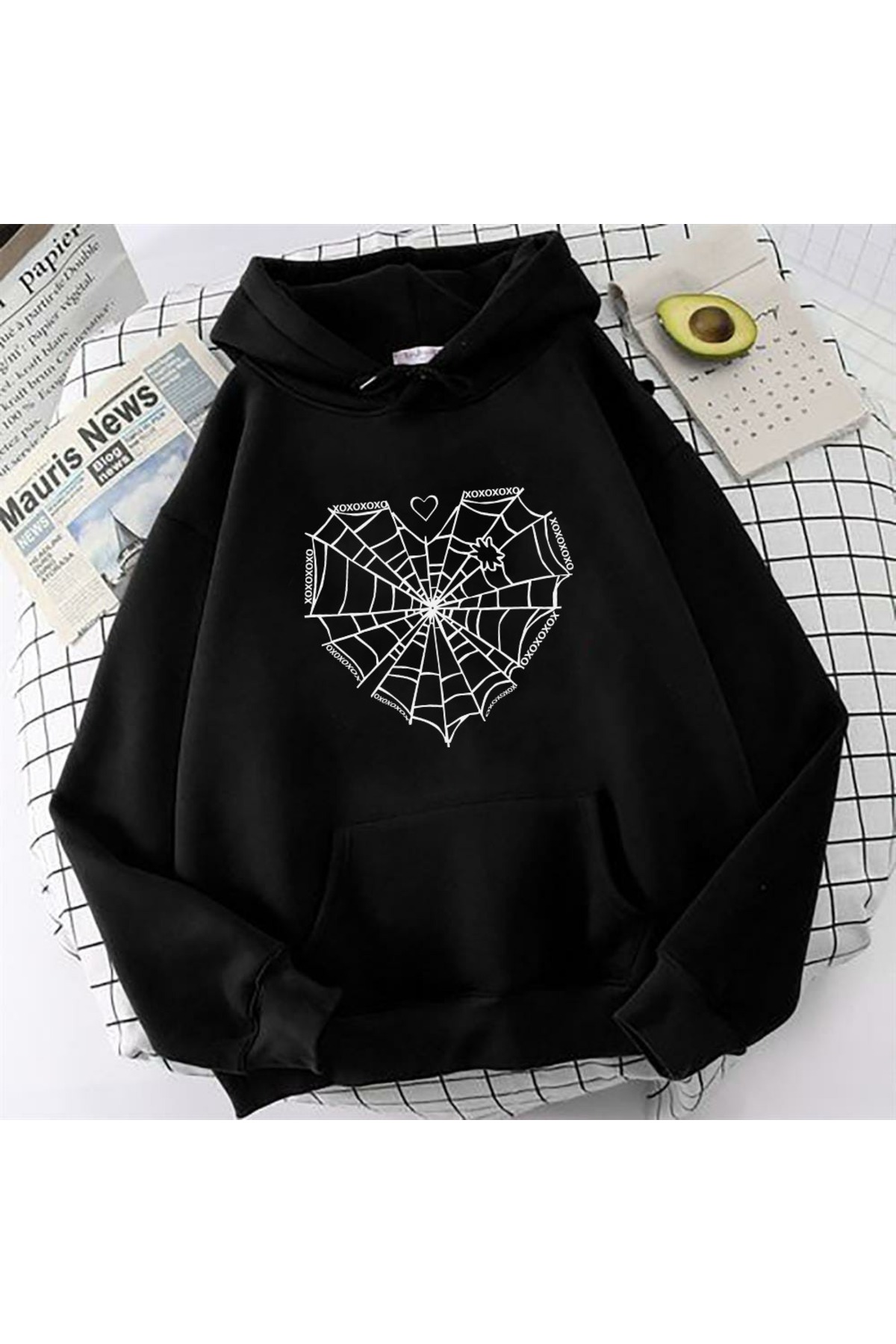 MECH BUTİK StrayKids Baskılı Siyah Unisex Kapüşonlu Sweatshirt