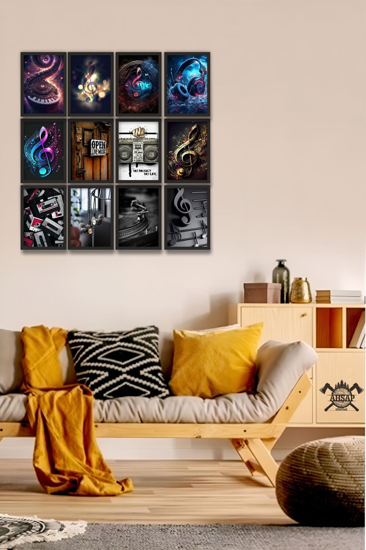 12 pieces Music Headset Frame View Mdf table Wall Decoration Souvenir Left Key