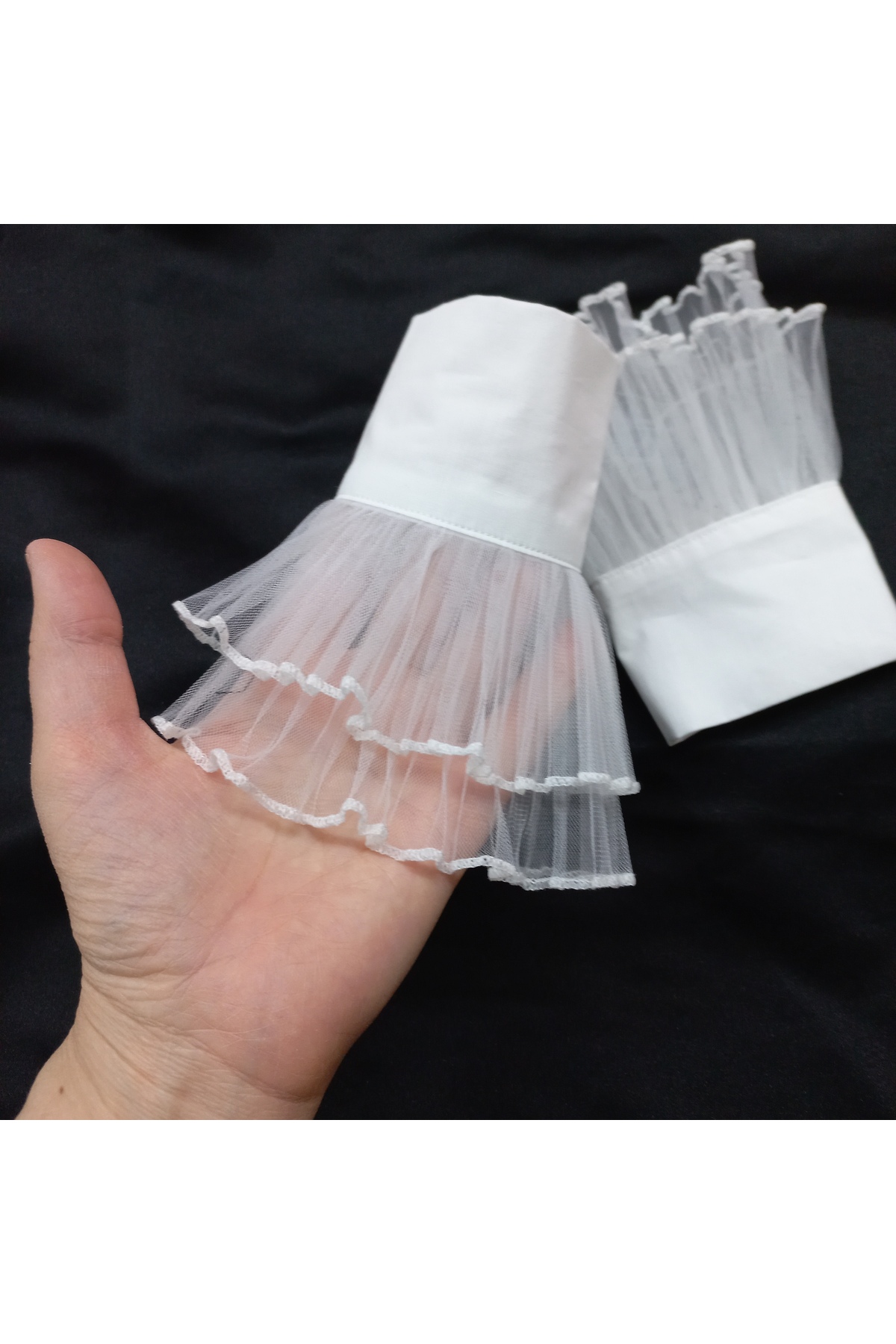 es moda shop  Siona piliseli tüllü manşet beyaz - Görsel 6