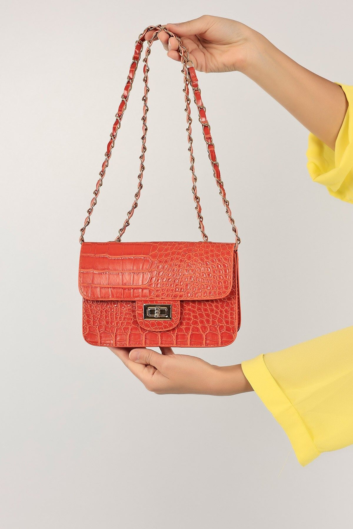 Orange crocodile bag clearance
