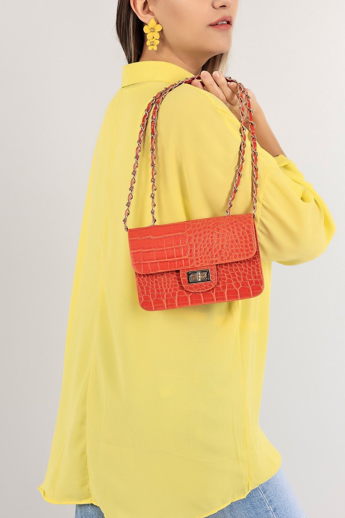 Orange crocodile bag deals
