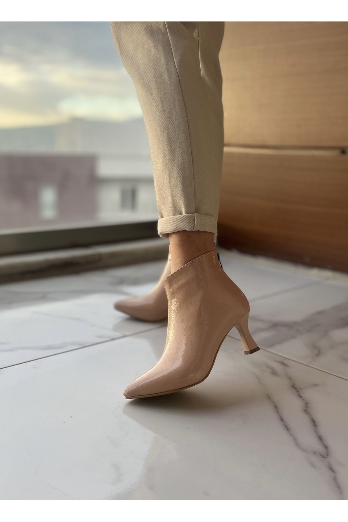 Tan patent ankle boots new arrivals