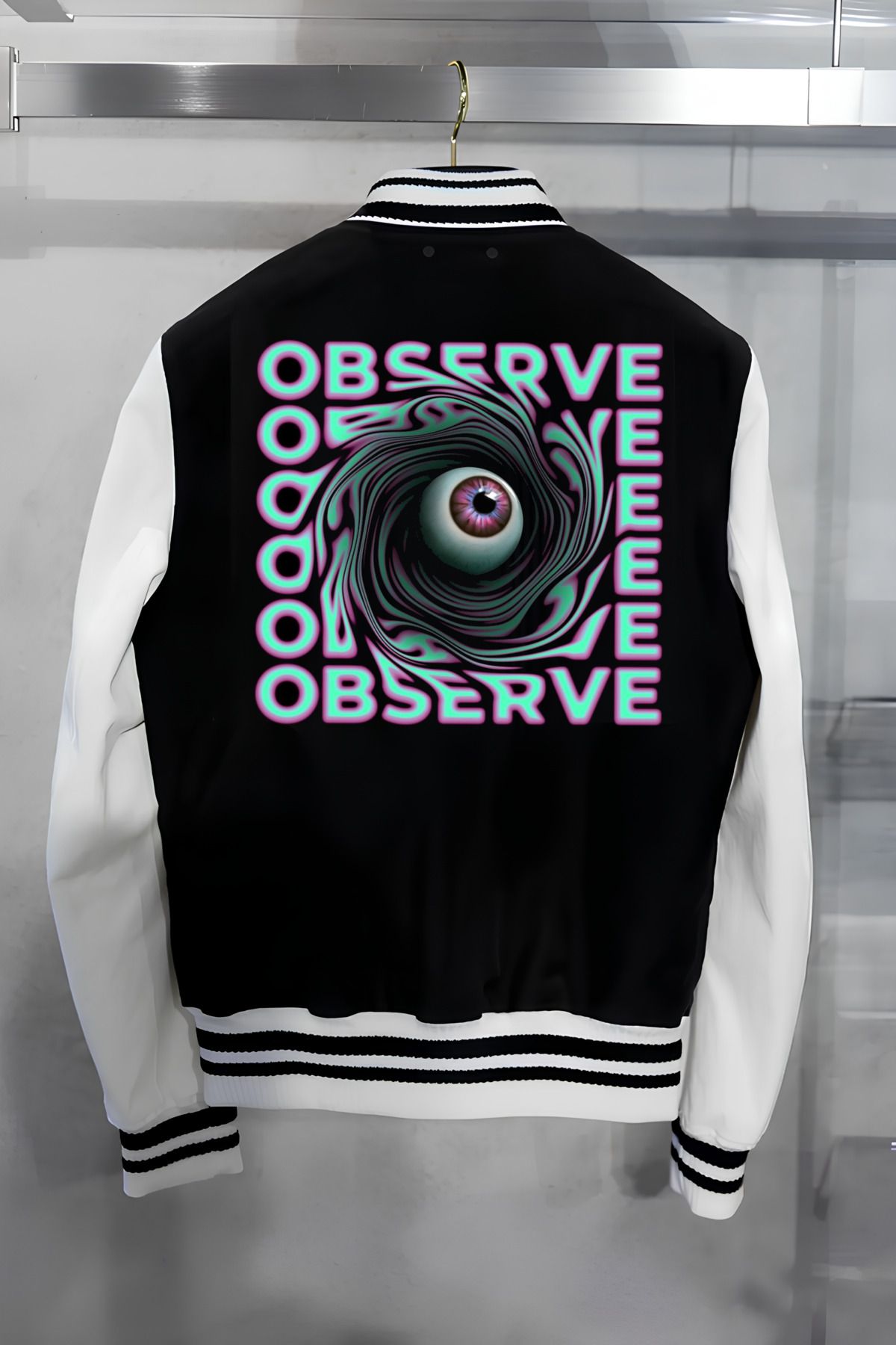 Edizen-Double Sided Printed Observe 2024 Oversize Premium College Jacket 100% Cotton 2