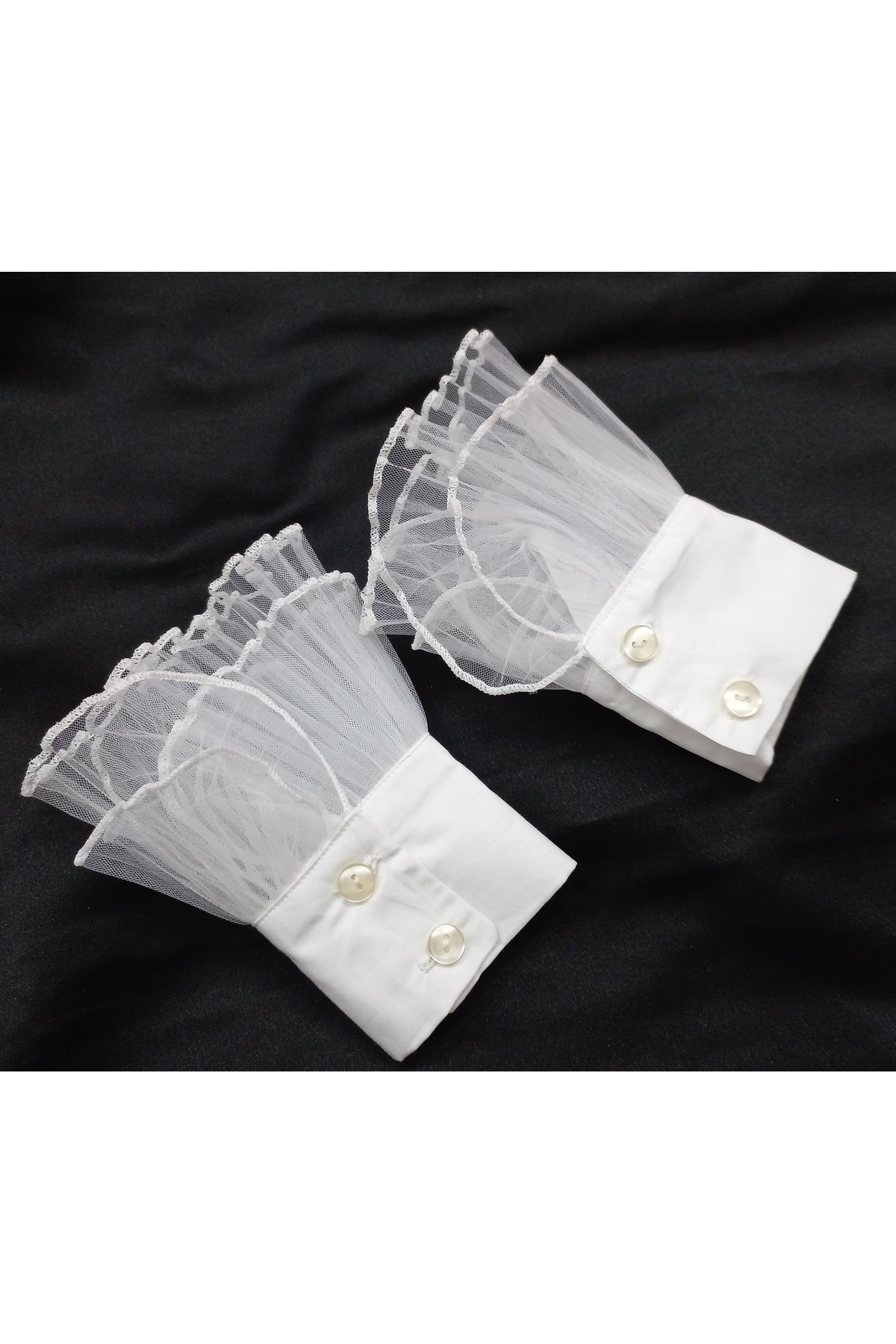 es moda shop  Siona piliseli tüllü manşet beyaz - Görsel 5