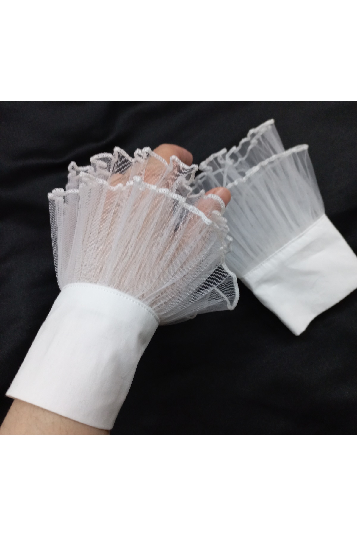 es moda shop  Siona piliseli tüllü manşet beyaz - Görsel 3