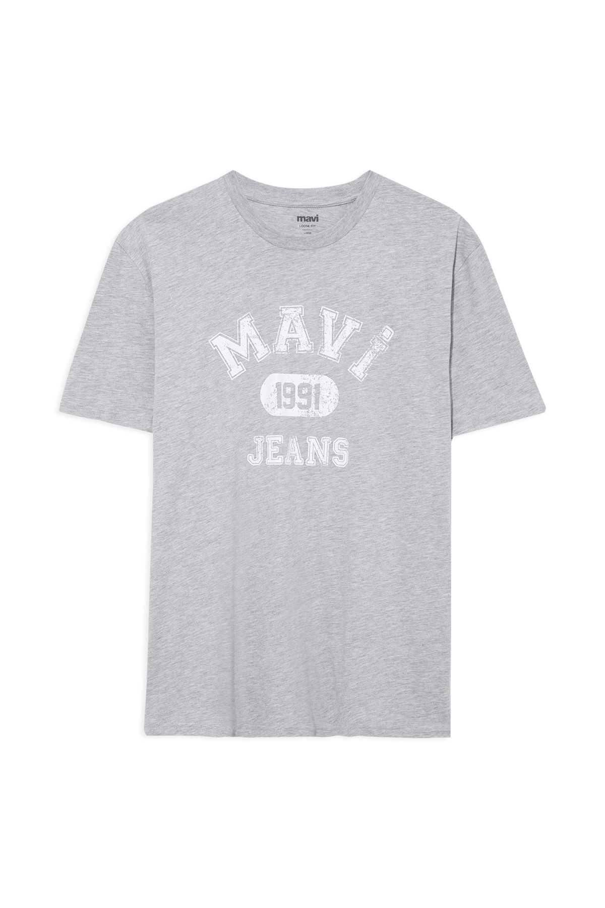 Mavi آرم چاپ شده تی شرت خاکستری تناسب / برش راحت 067140-80196