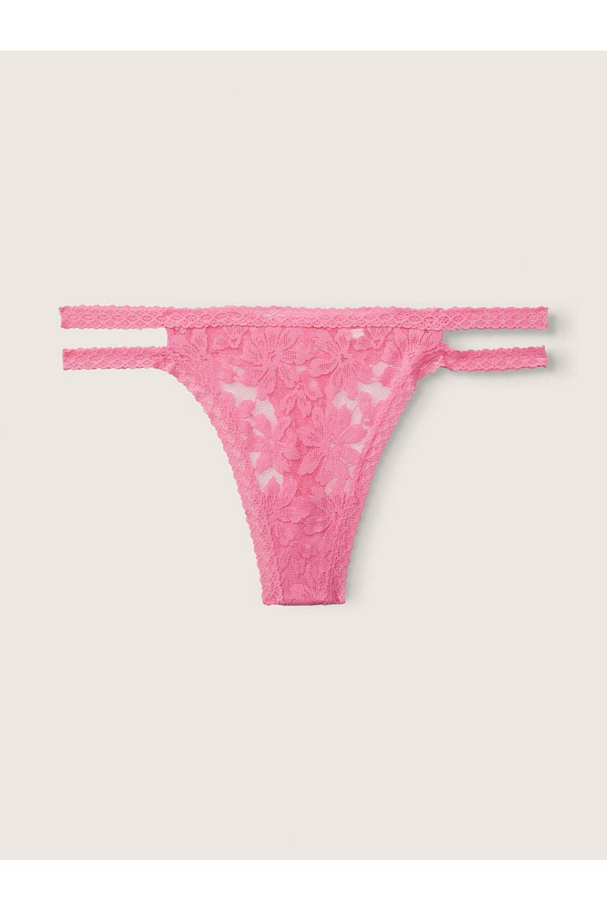 Calcinha Victorias Secret Pink Lace Strappy Thong Oliva
